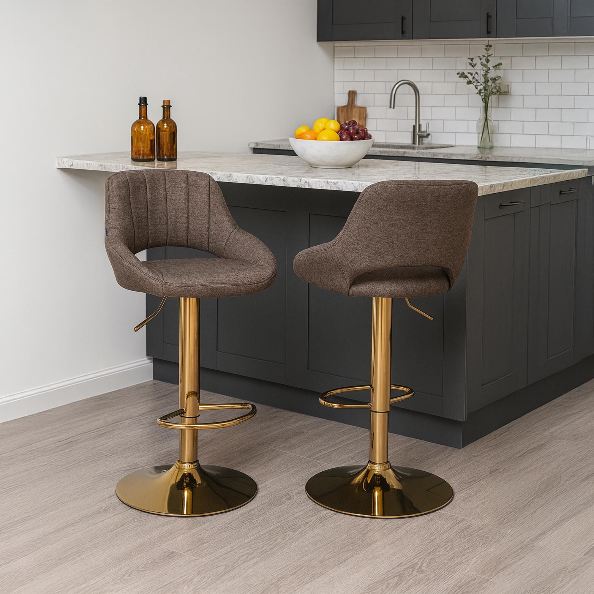 Barhocker Milet Stoff gold, braun