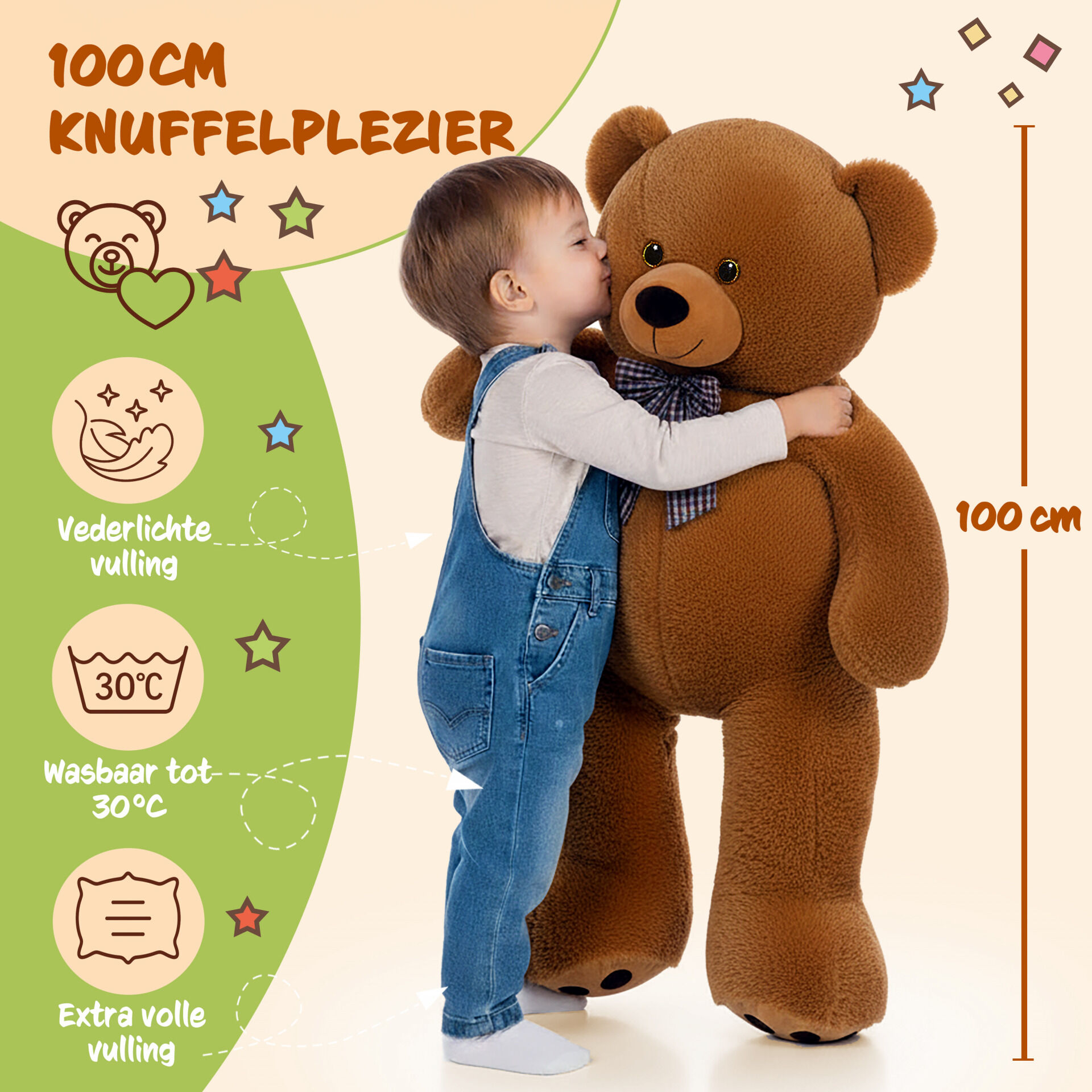 Plüschtier Teddybär XL Braun 100cm