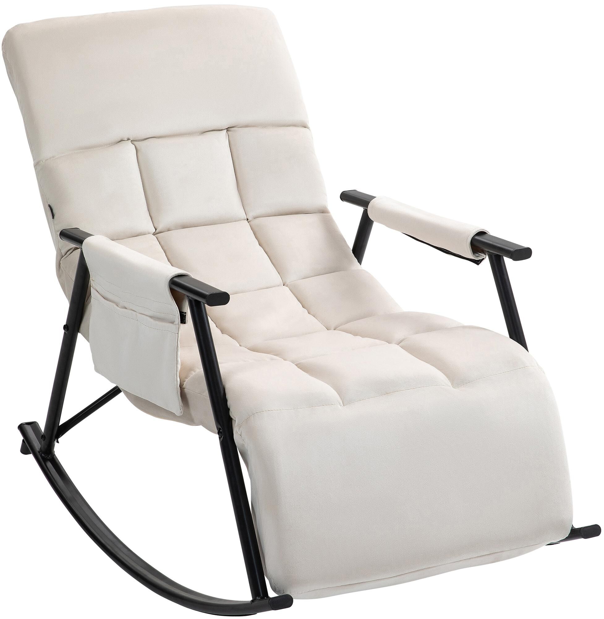 Schaukelstuhl Cathy Samt, creme