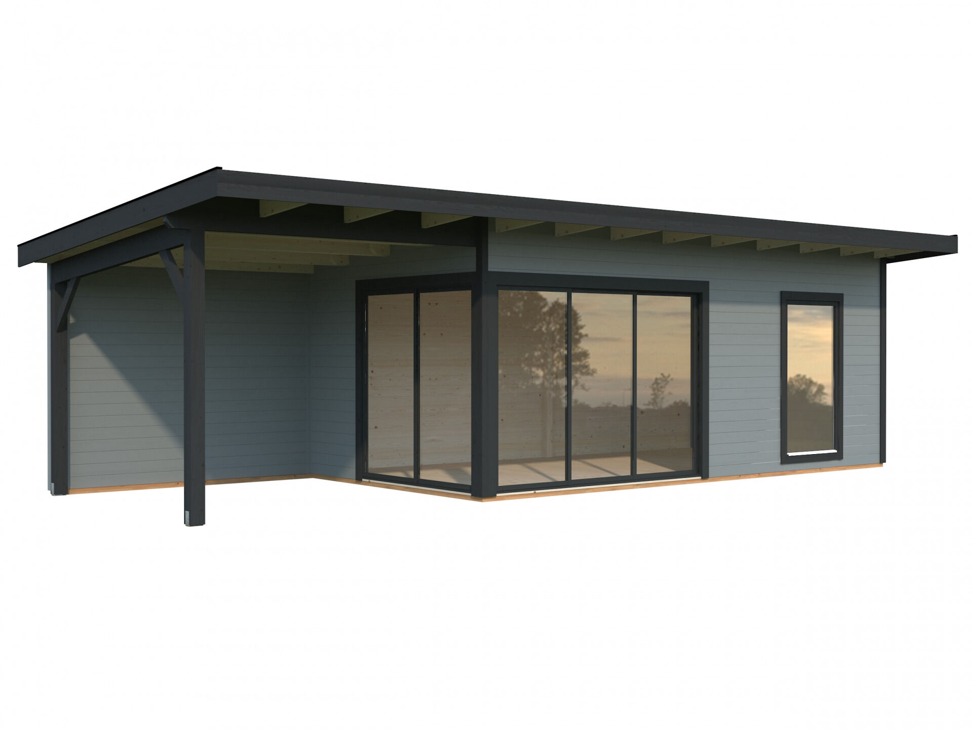 Palmako Pultdach Gartenhaus Andrea 17,1+7,9 m² Slide Plus