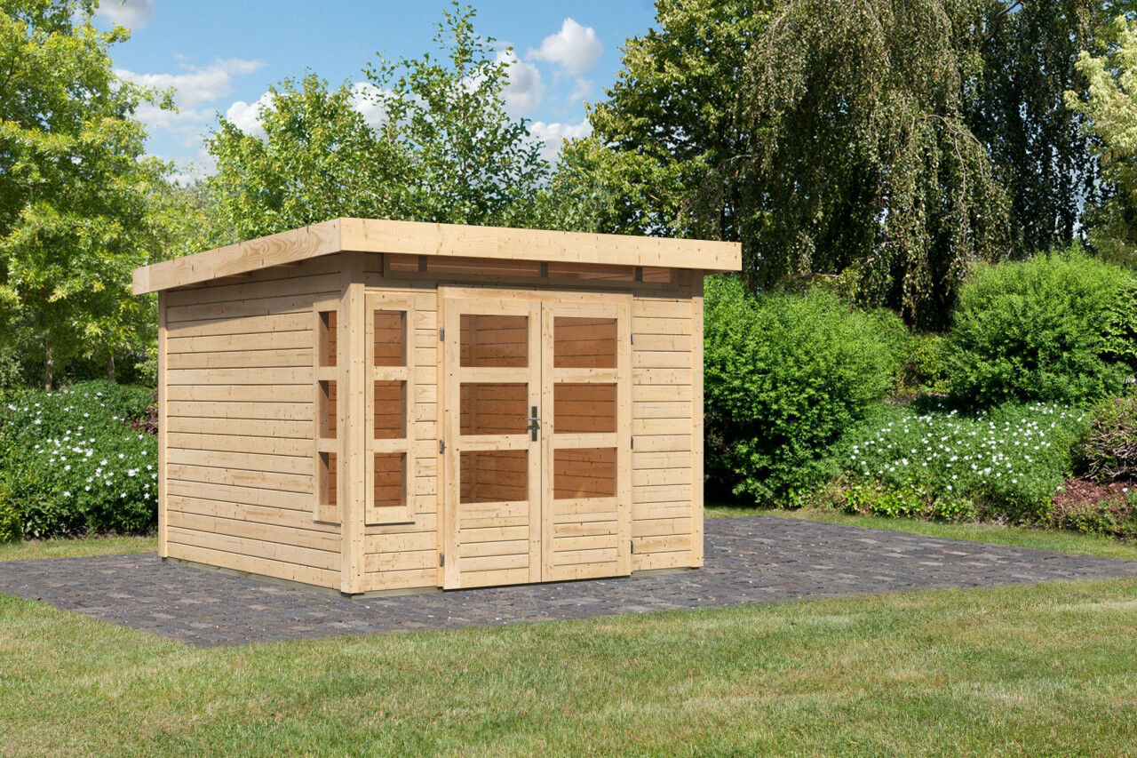 Karibu Pultdach Gartenhaus Kastorf 6 naturbelassen natur