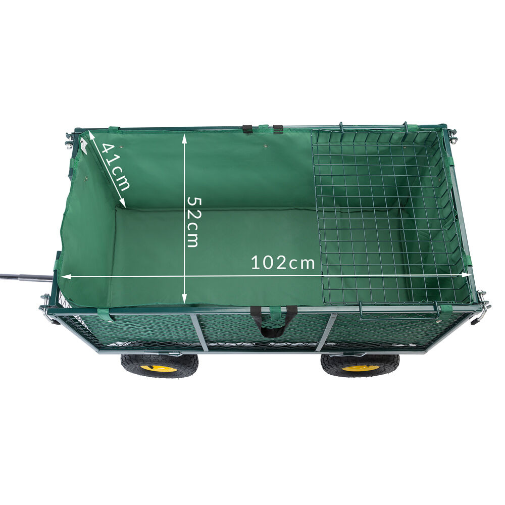 Transportwagen 550 kg Grün 110x75x52cm mit 4 Luftreifen + Plane
