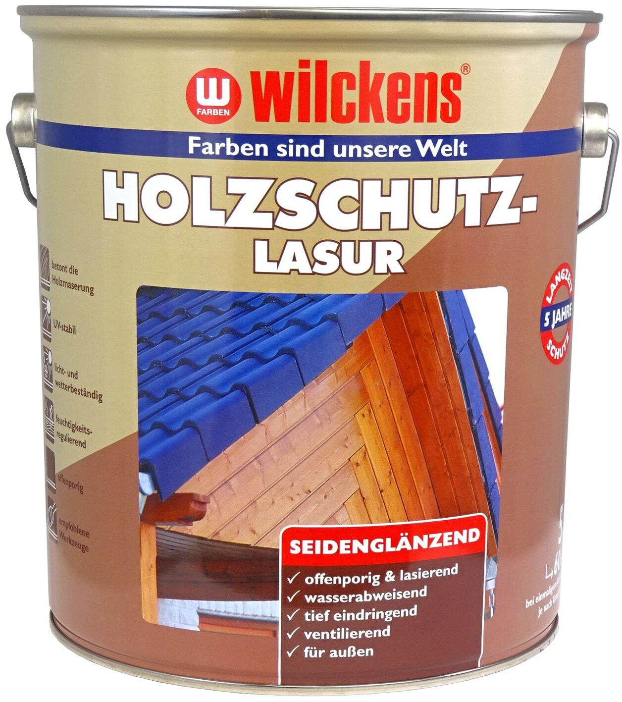 Wilckens Holzschutzlasur seidenglänzend 5l, palisander