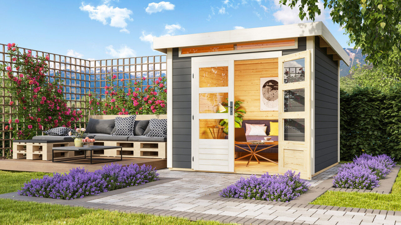 Pultdach Gartenhaus Kandern 3 terragrau