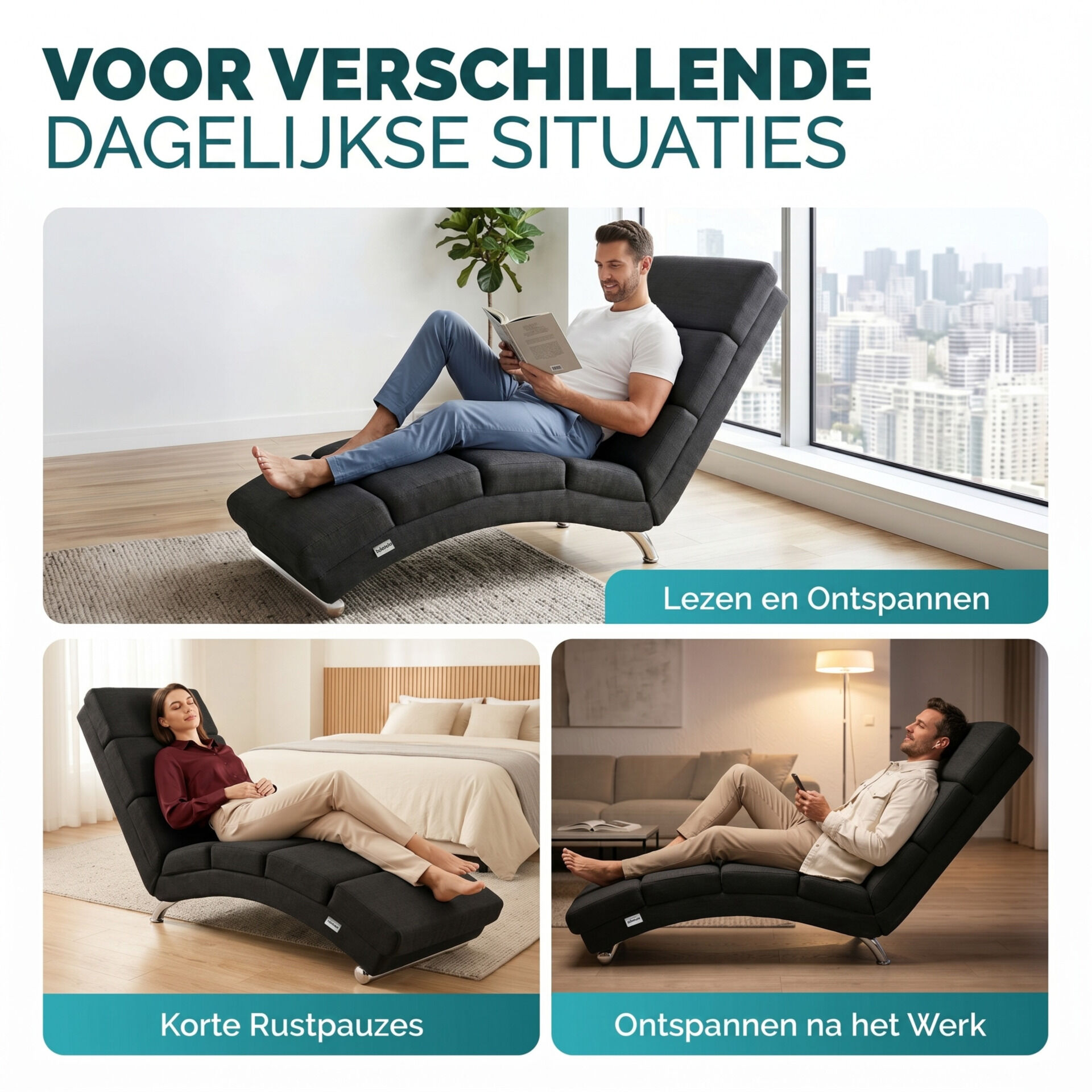 Relaxliege London Anthrazit Webstoff