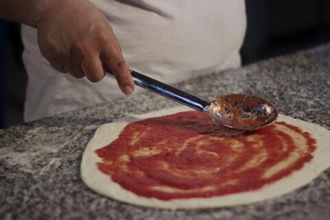 Edelstahl Schöpfkelle für Pizza-Tomatensoße 33x6,5cm