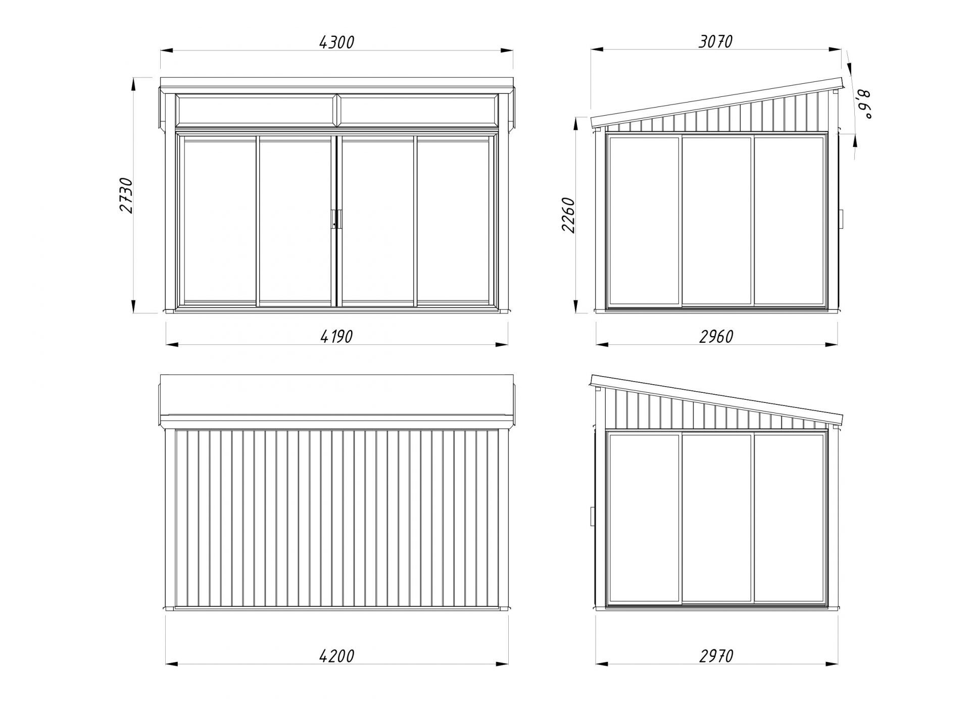 Palmako Modernes Gartenhaus Saga 11,6 m² Slide
