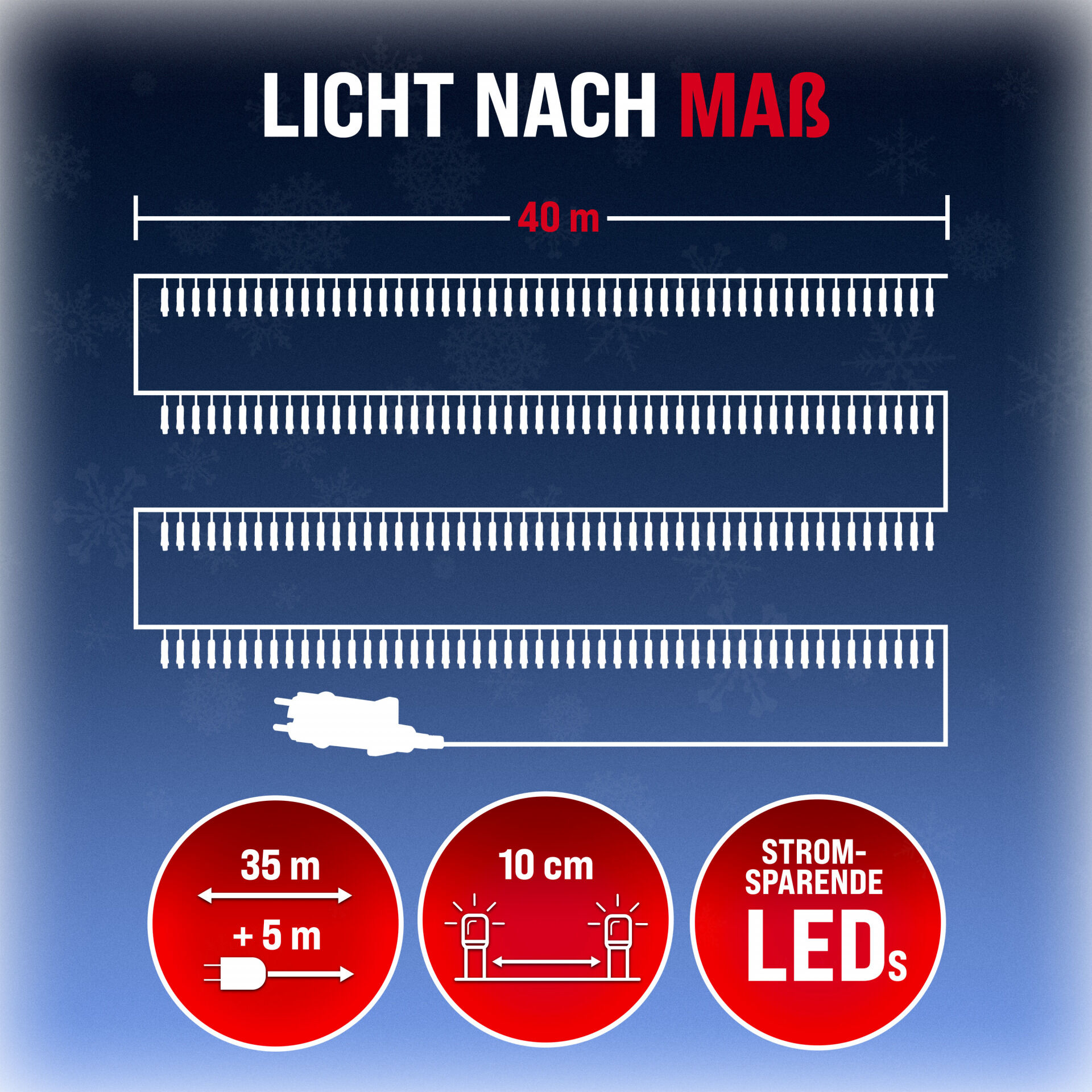 Lichterkette Weihnachten Bunt 40m