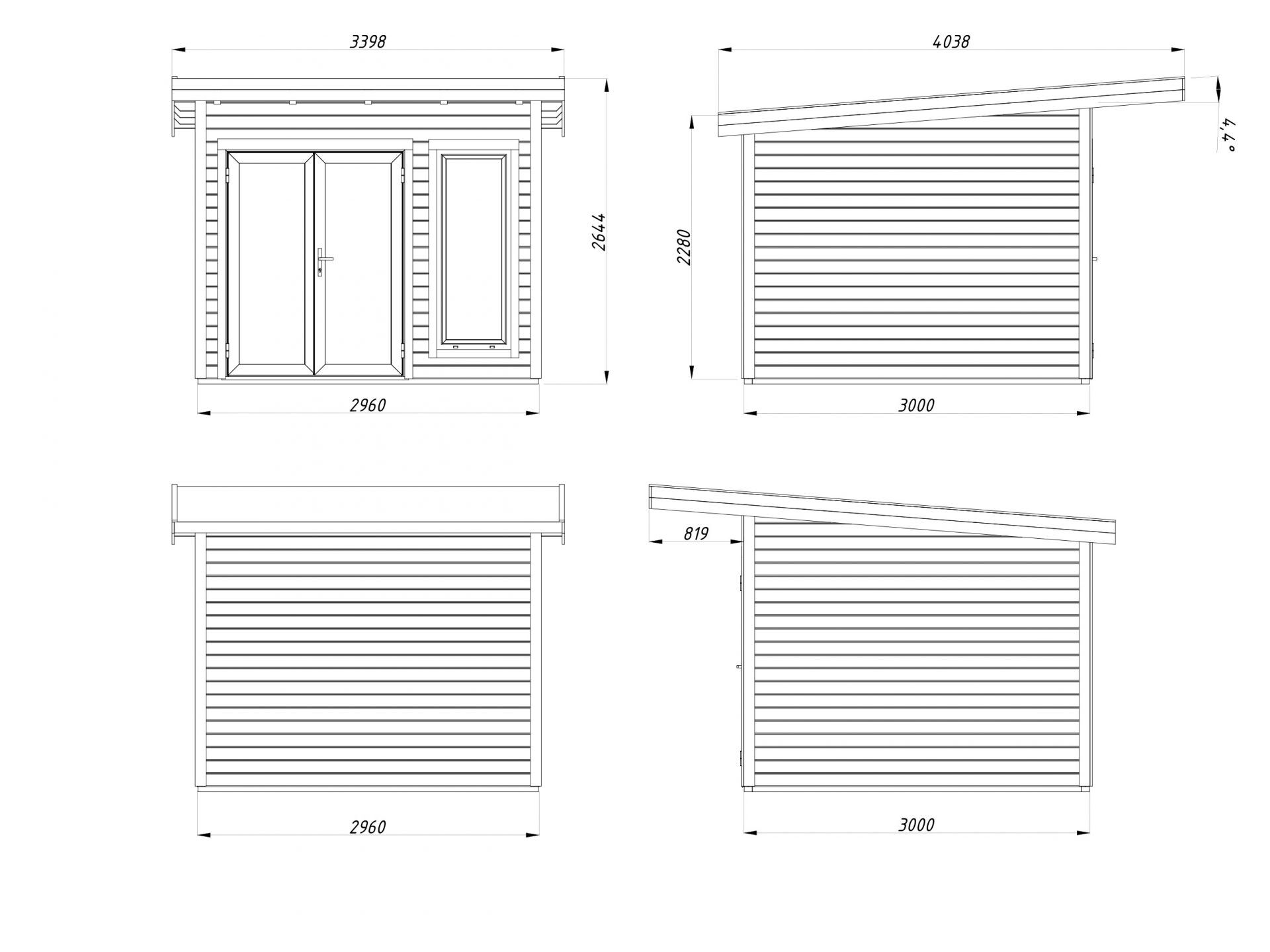 Palmako Pultdach Gartenhaus Aurelia 8,4 m²