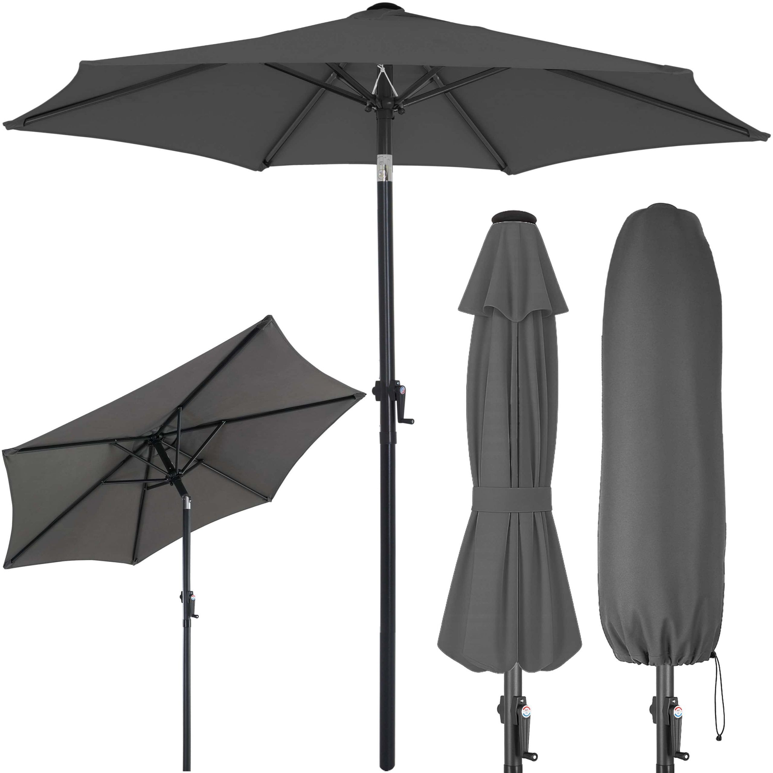 Sonnenschirm Fiji Anthrazit Ø200cm UV-Schutz 80+ mit Kurbel