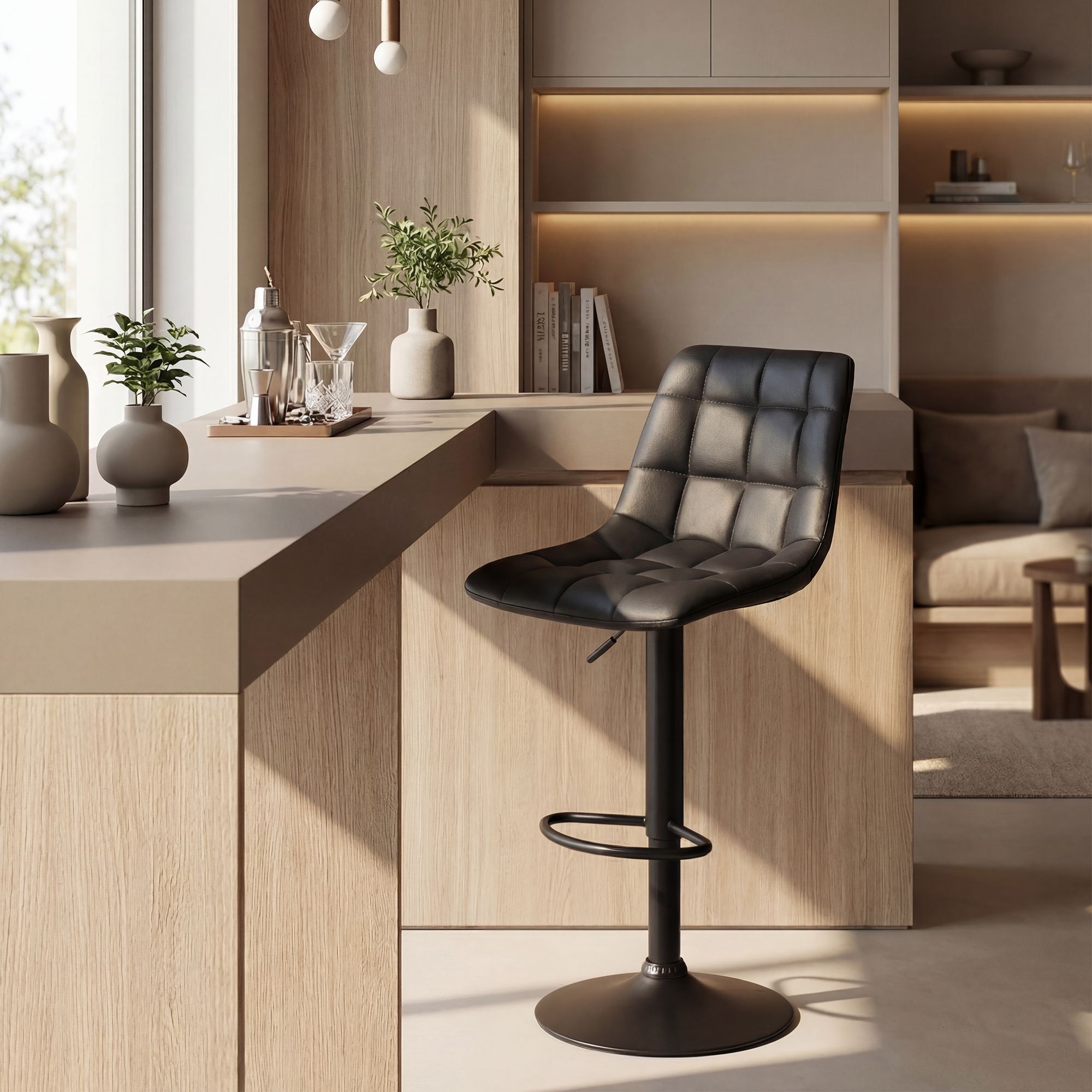 Barhocker Mapun Kunstleder, schwarz