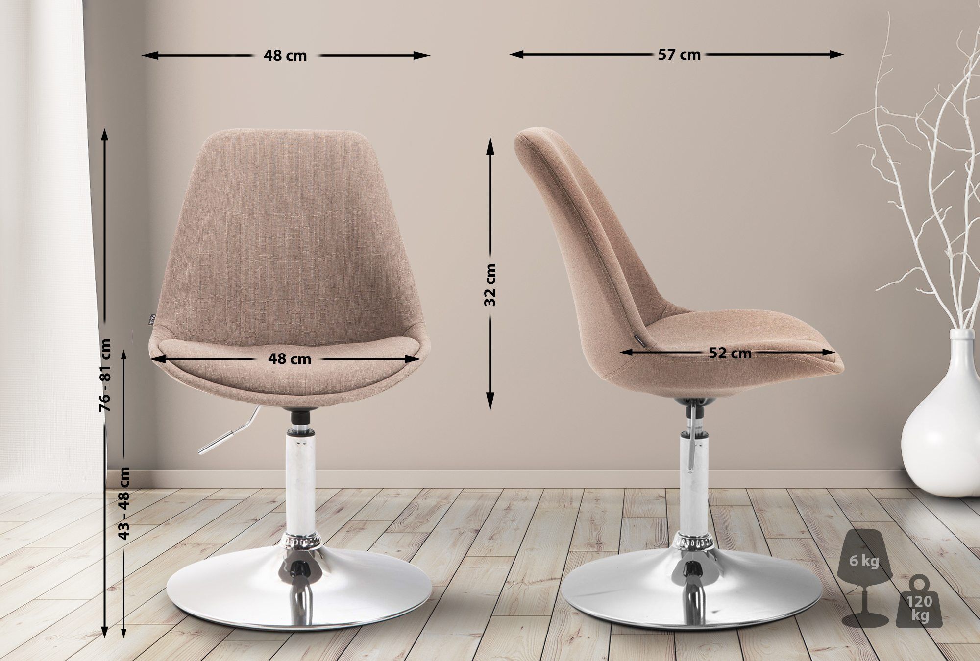 Stuhl Maverick C Stoff, taupe