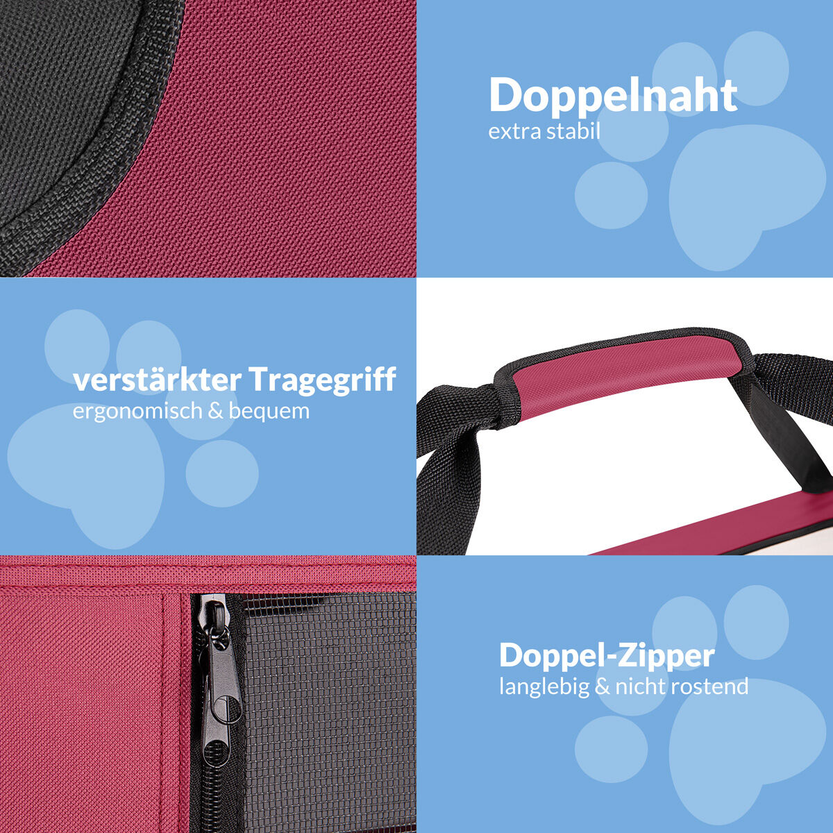 Hundebox faltbar S 50x34x36cm Dunkelrot