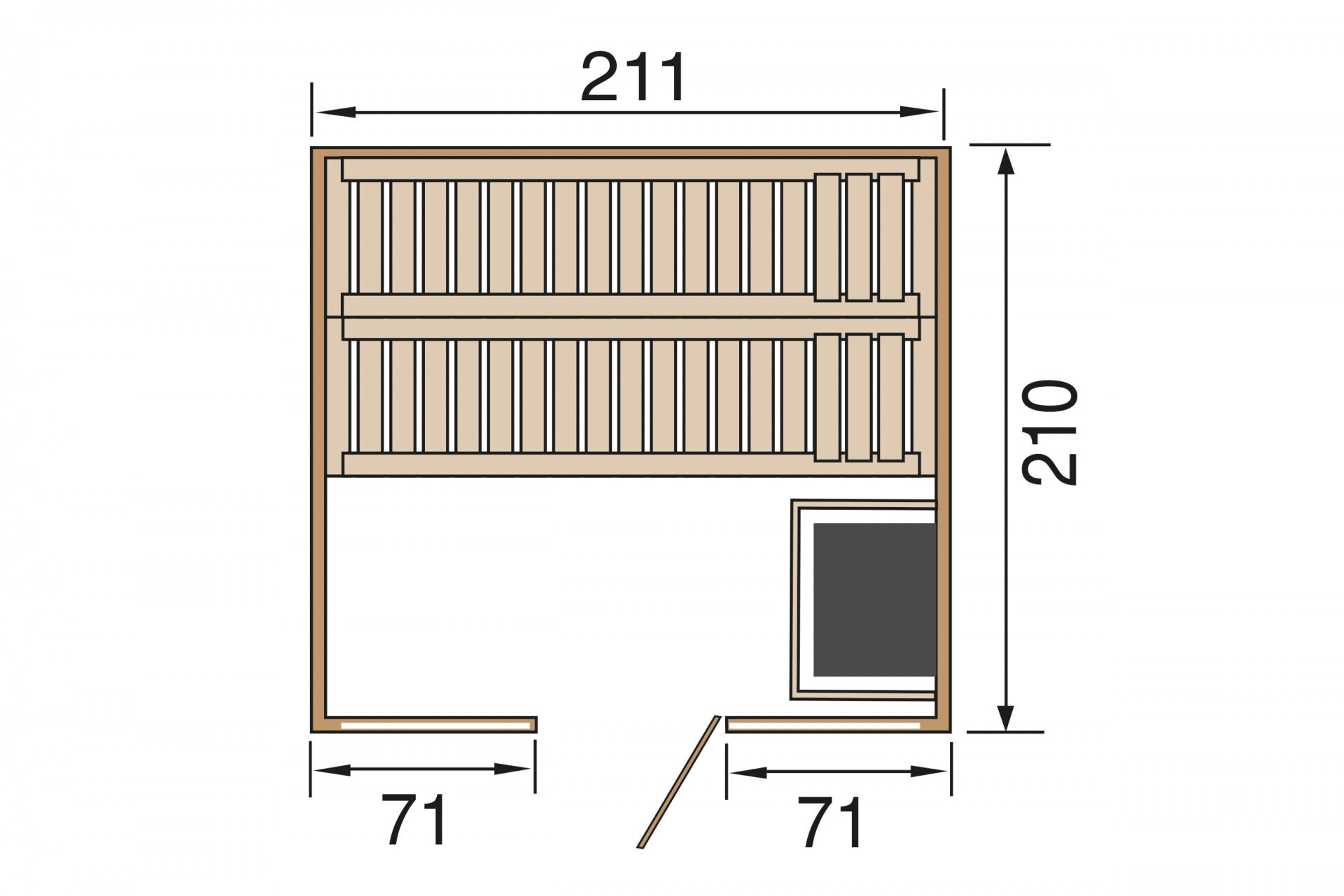 weka Design-Sauna KEMI PANORAMA 3 inkl. 7,5 kW OS-Ofenset