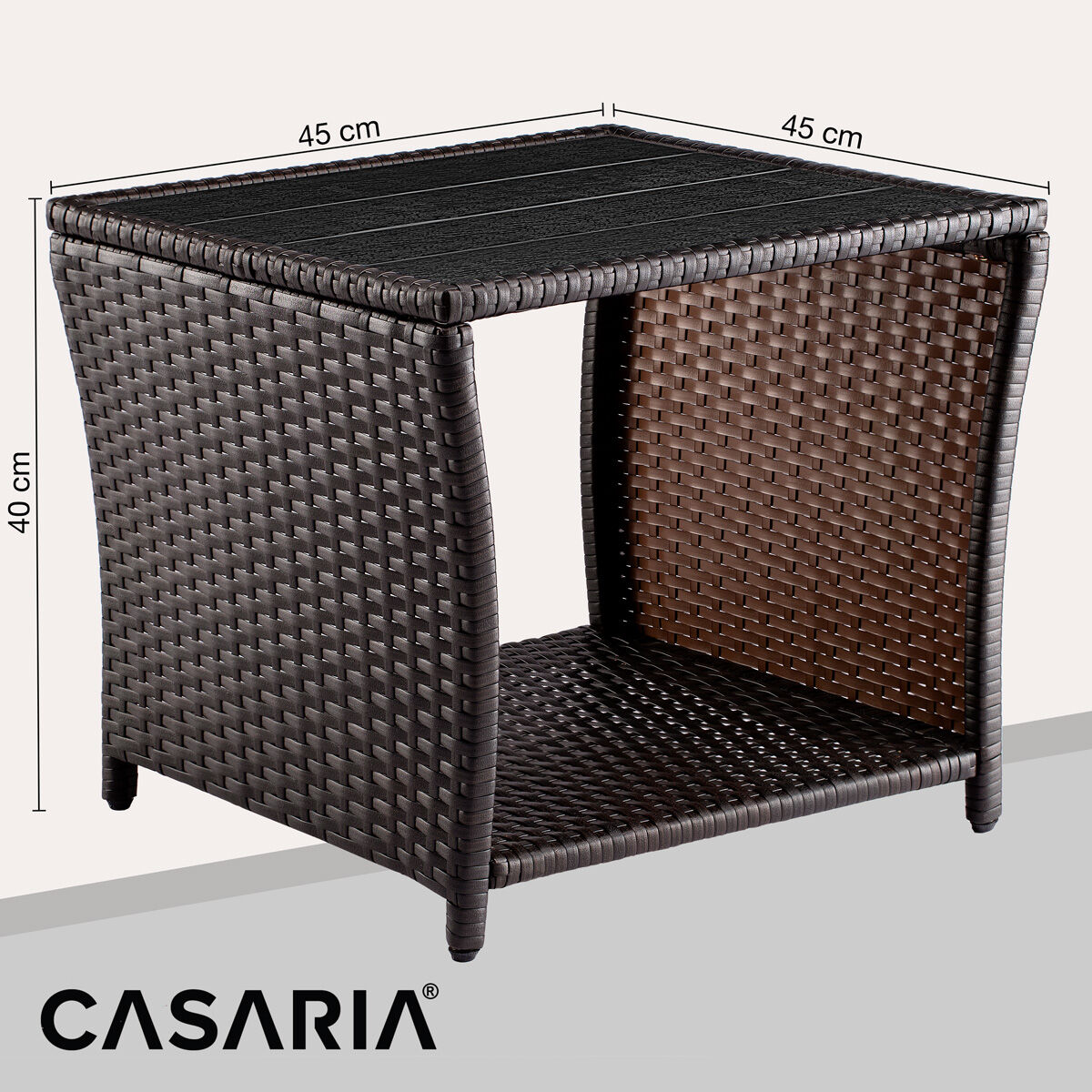 Polyrattan Beistelltisch Vedis Braun 45x45x40cm