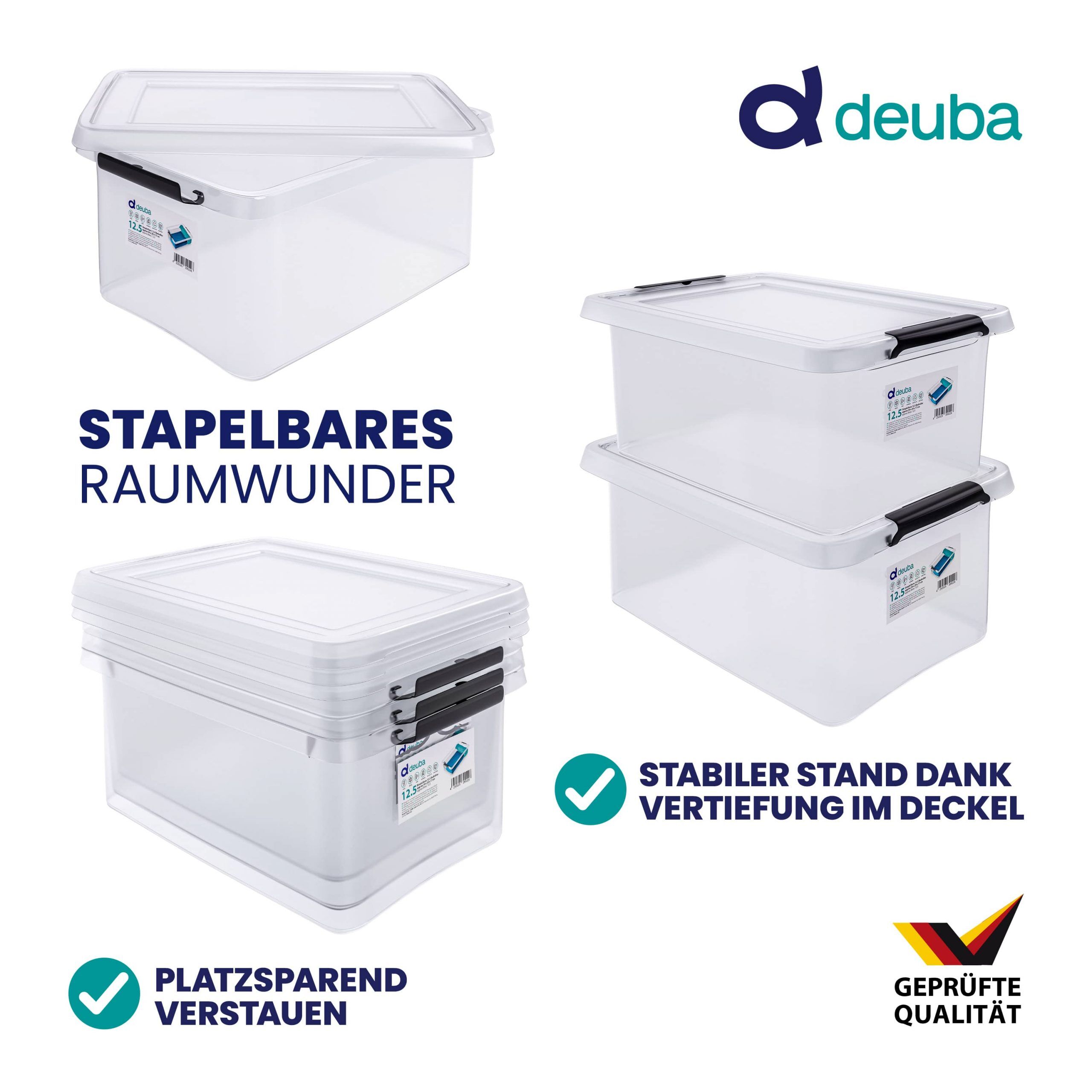 Aufbewahrungsbox 39x29x17cm 12,5L transparent stapelbar BPA-frei
