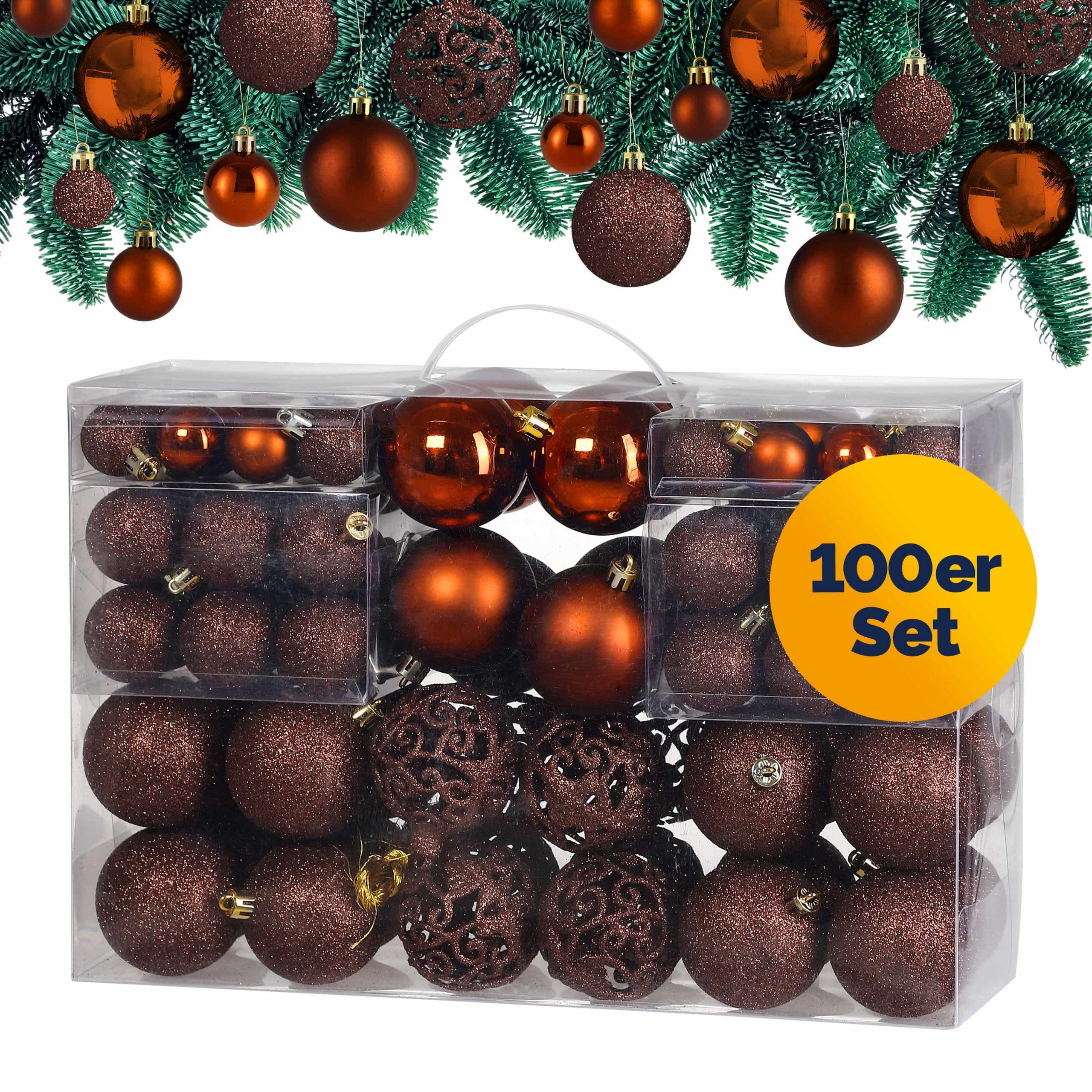 661390 Weihnachtskugeln Bronze 100-tlg in matt, glänzend + glitzernd