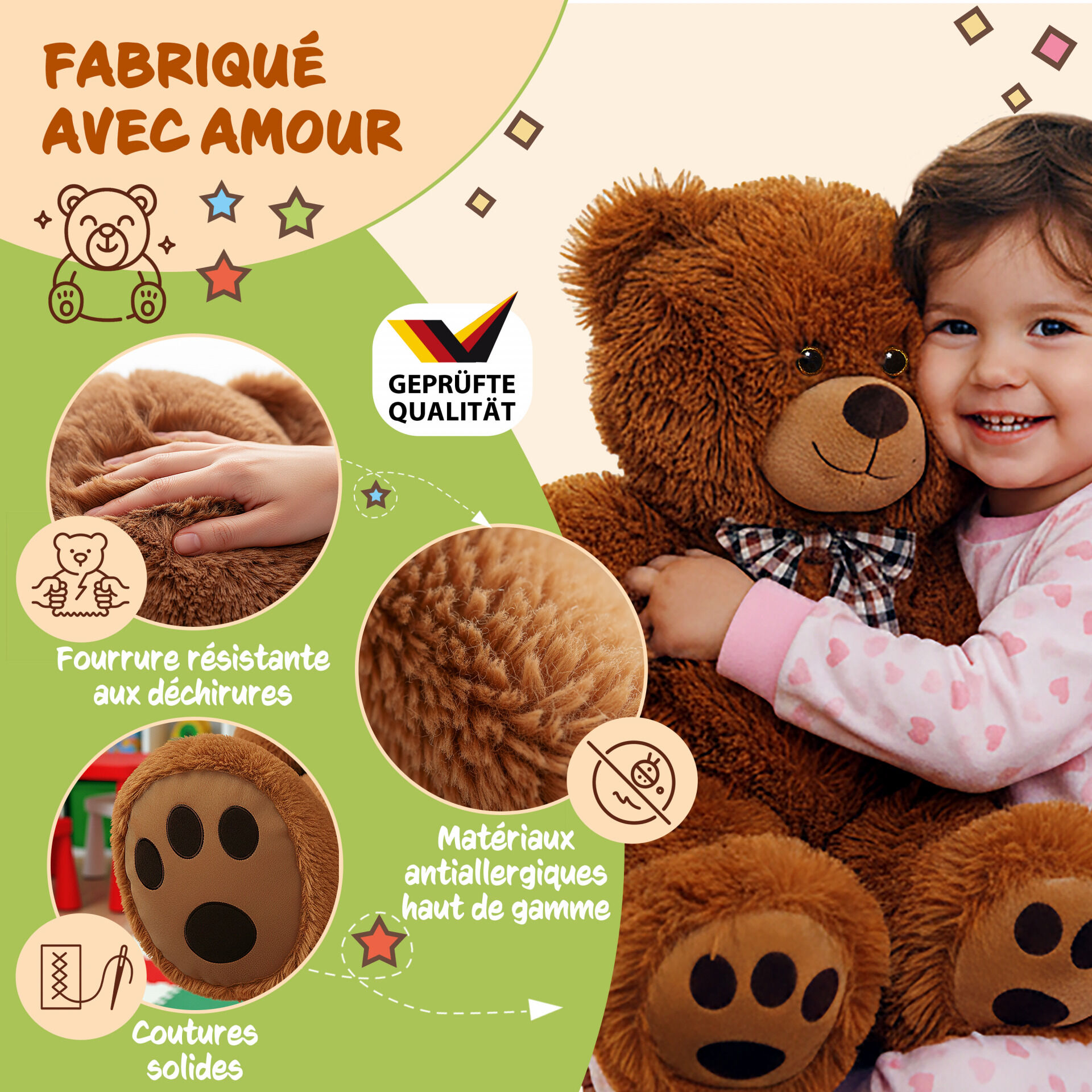 Plüschtier Teddybär L Braun 50cm