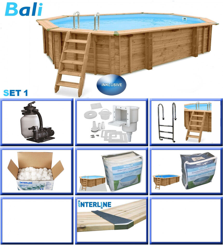 Interline Holzpool Bali 640x400x138 cm, Basic Set