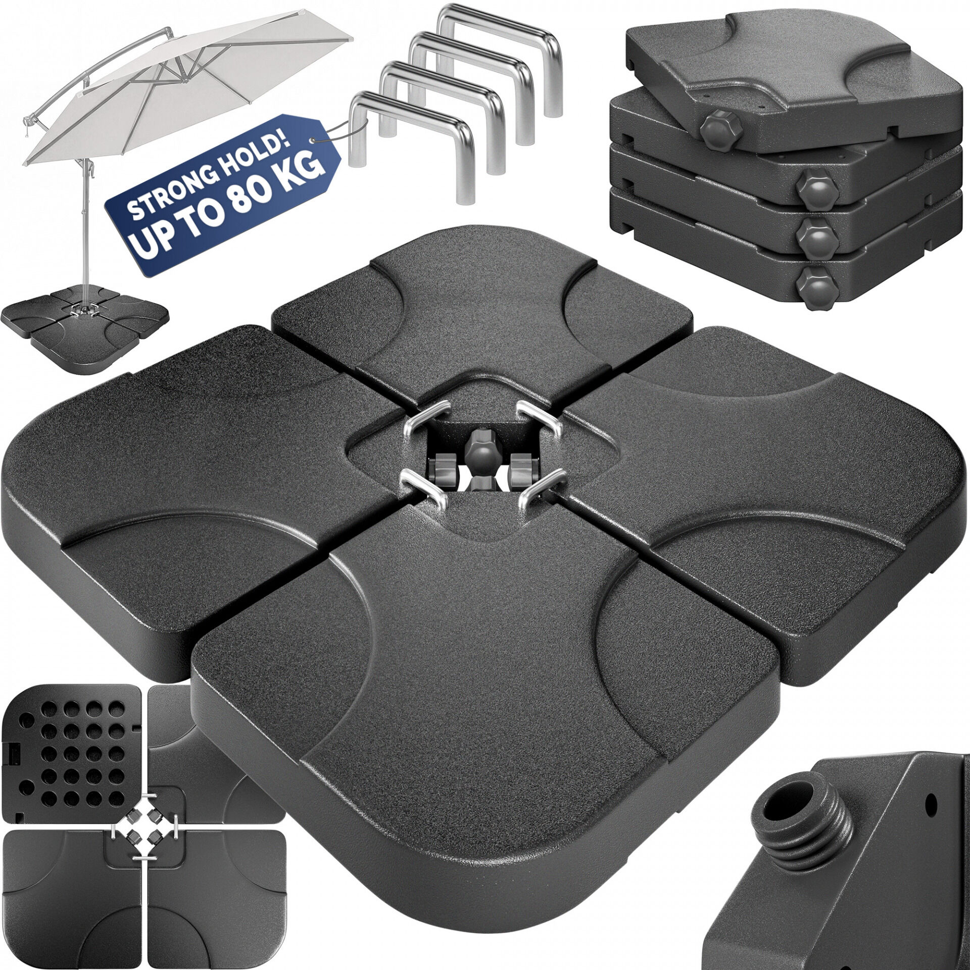 Platten für Schirmständer 4er-Set 105x105x7cm