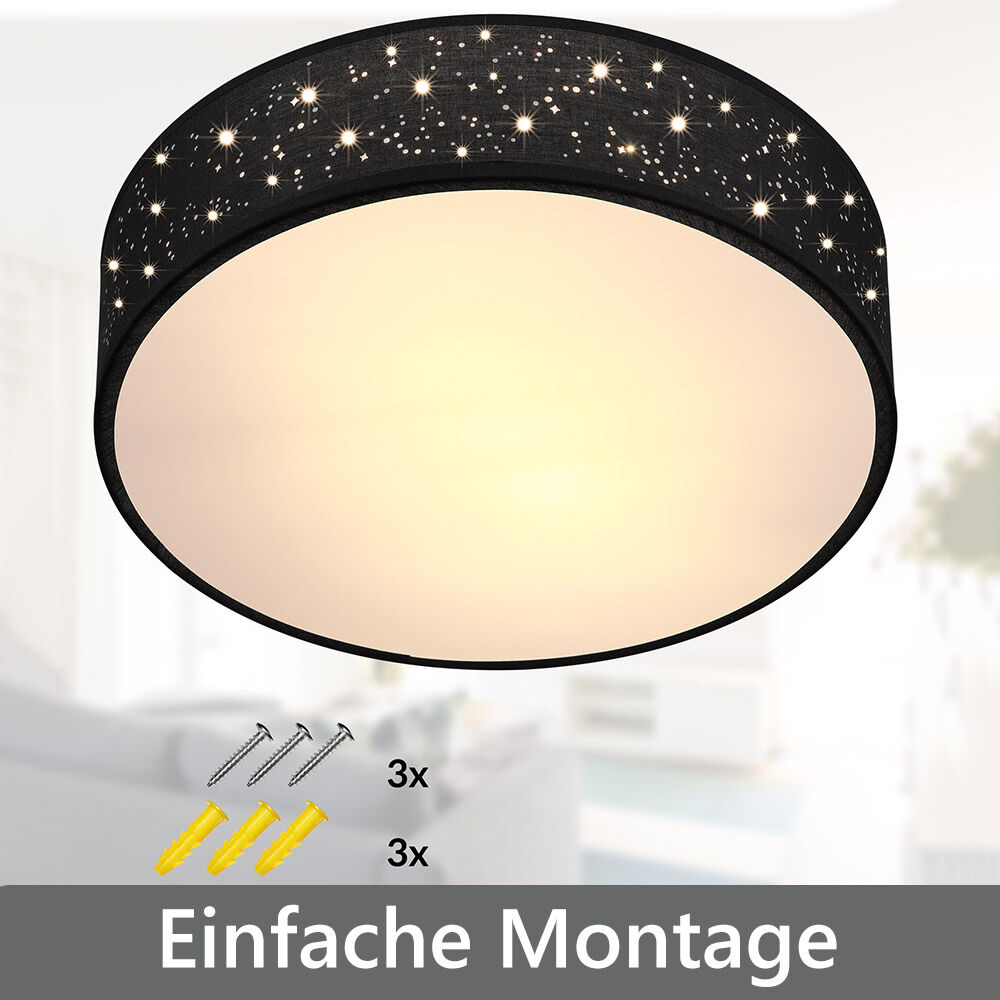 Deckenlampe Schwarz Stoff Ø30cm Sternenhimmel
