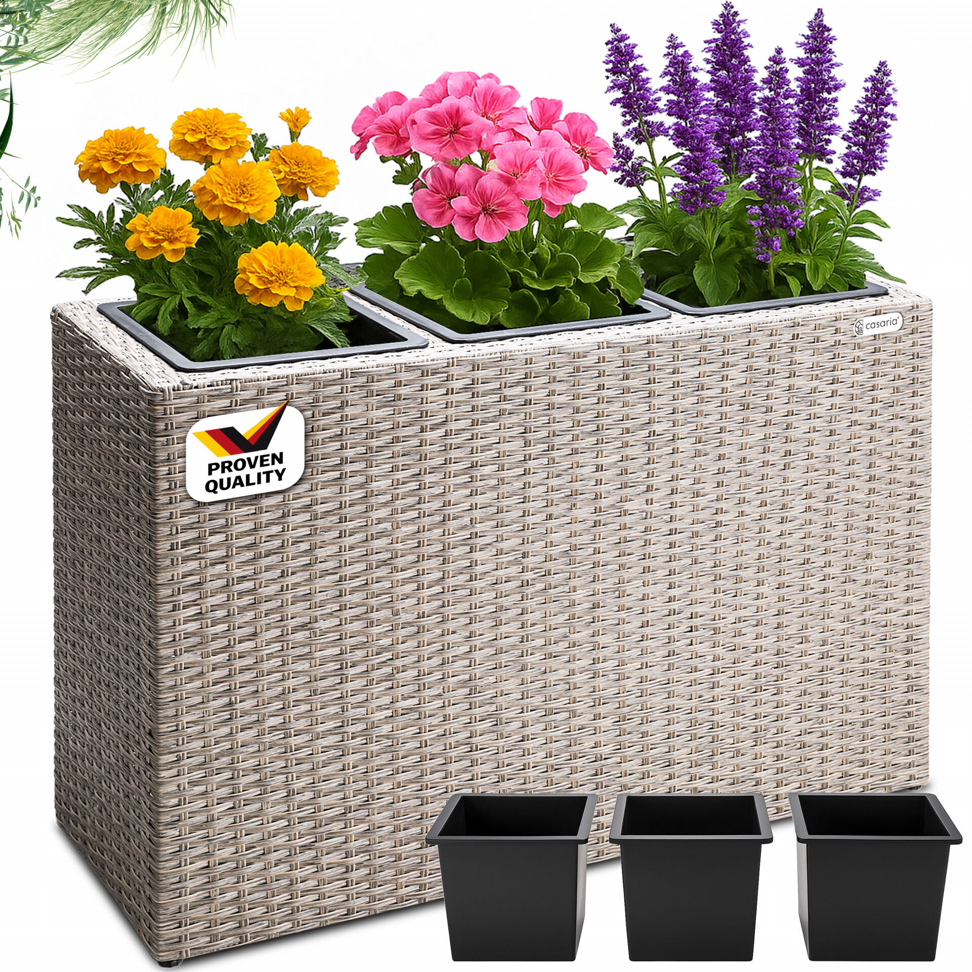 Polyrattan Blumentopf Creme 83x30,5x60cm