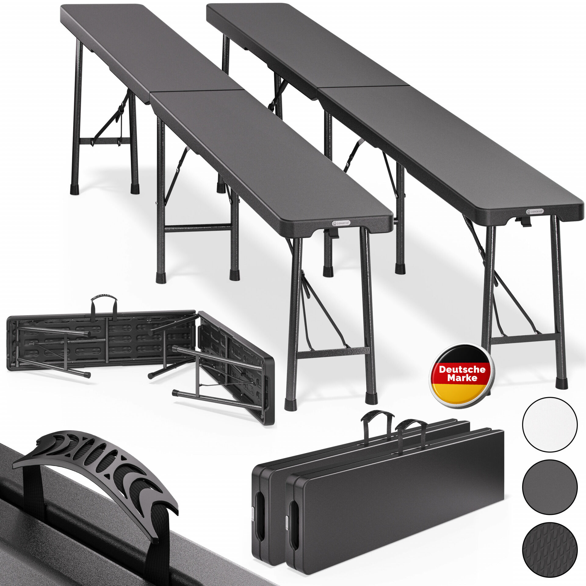 Bierbank 2er-Set Anthrazit Kunststoff 180cm
