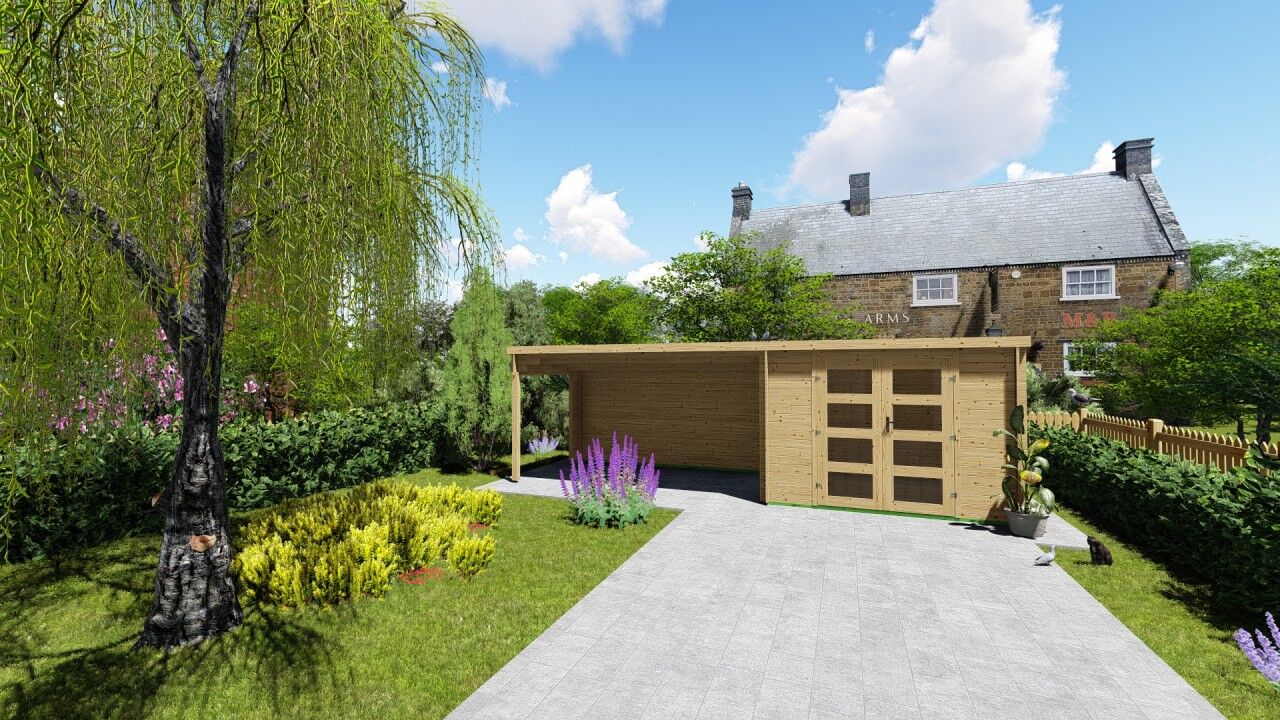 Gartenhaus Flachdach 7x2,4 Funny 5