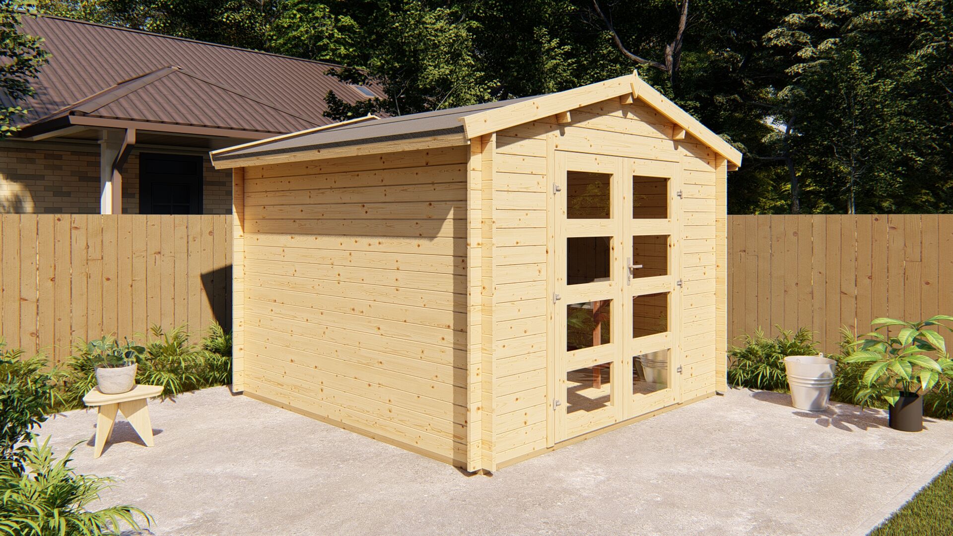 Gartenhaus 3×3 Funny 12 Holz Gartenhaus mit Doppeltür und Satteldach