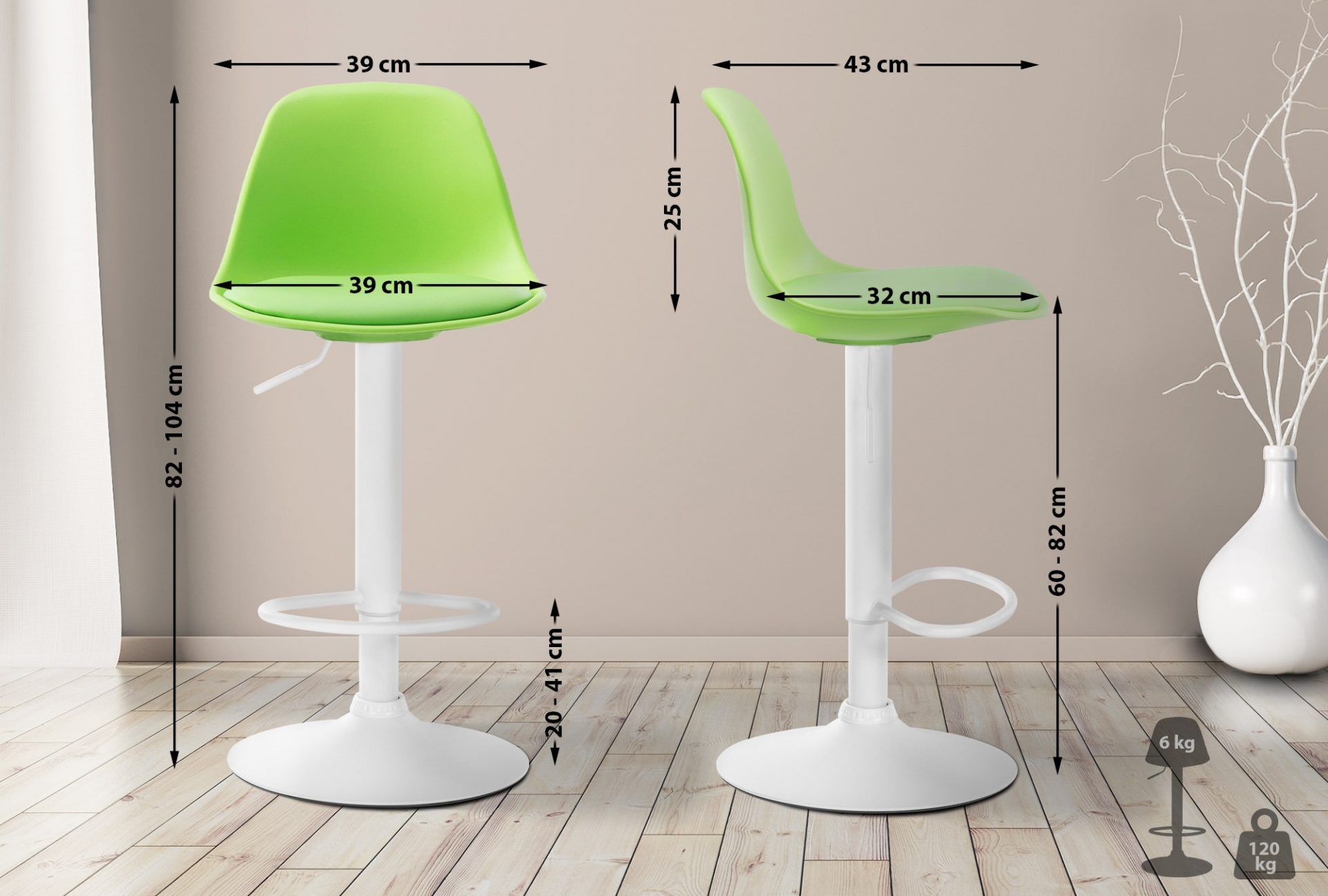 Barhocker Kiel Kunstleder weiß, grün