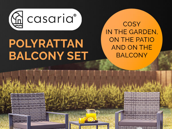 Polyrattan Gartensitzgruppe 3-tlg Grau WPC