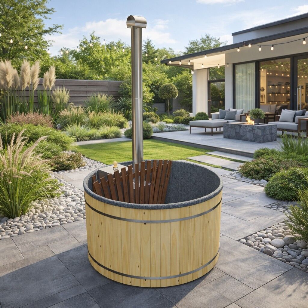 Badefass 170 Innenofen Holzofen Fichte LDPE-Kunststoff-Einsatz (1)