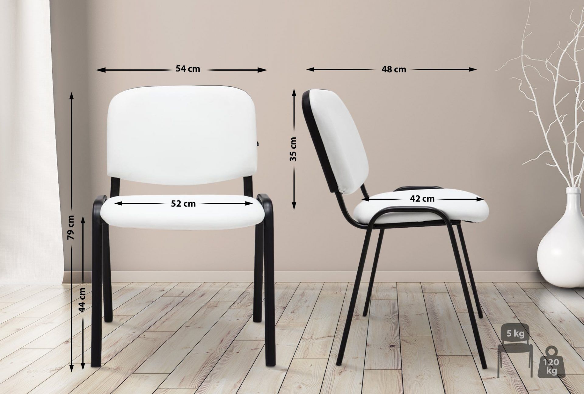 Besucherstuhl Ken Kunstleder, weiß