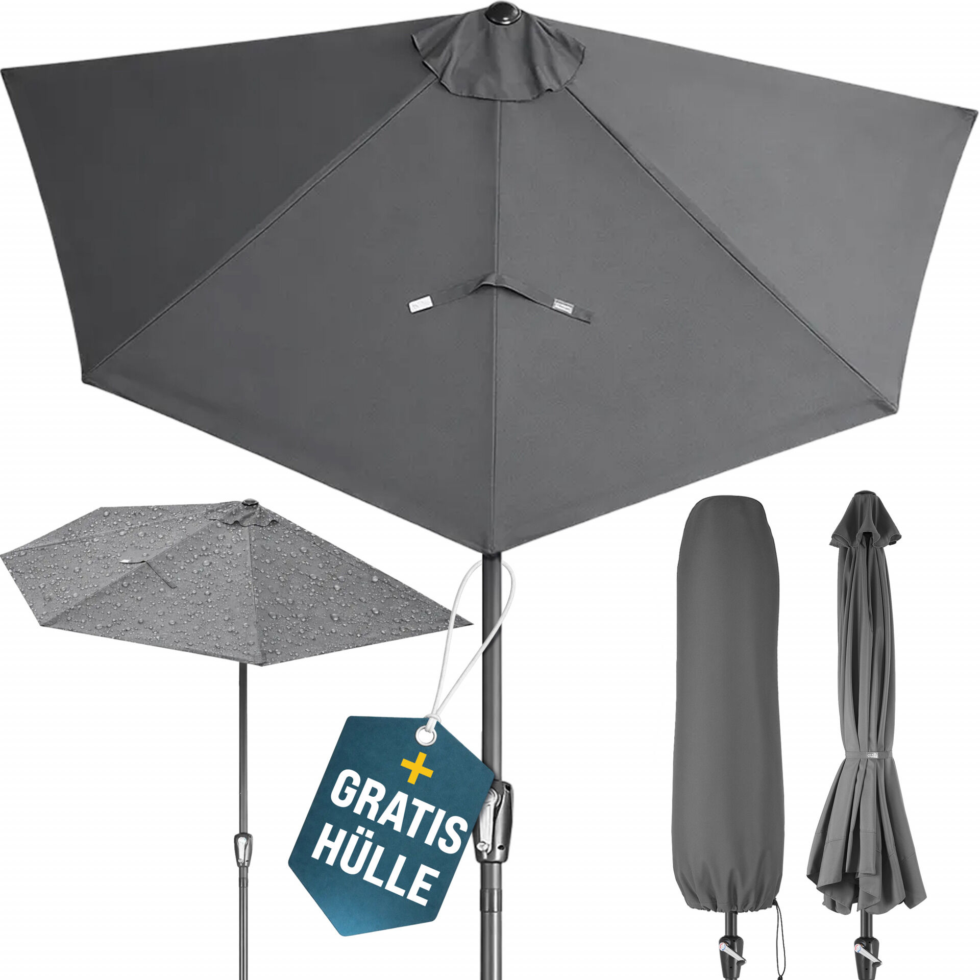 Terrassen-Sonnenschirm Anthrazit UV-Schutz 80+