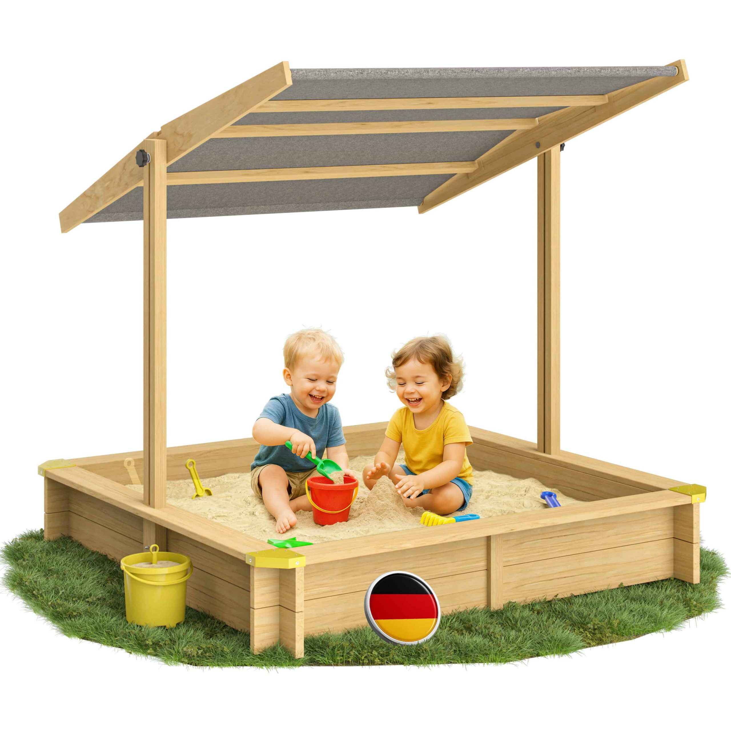 Sandkasten Fritzi 140x140x120cm inkl Sonnendach