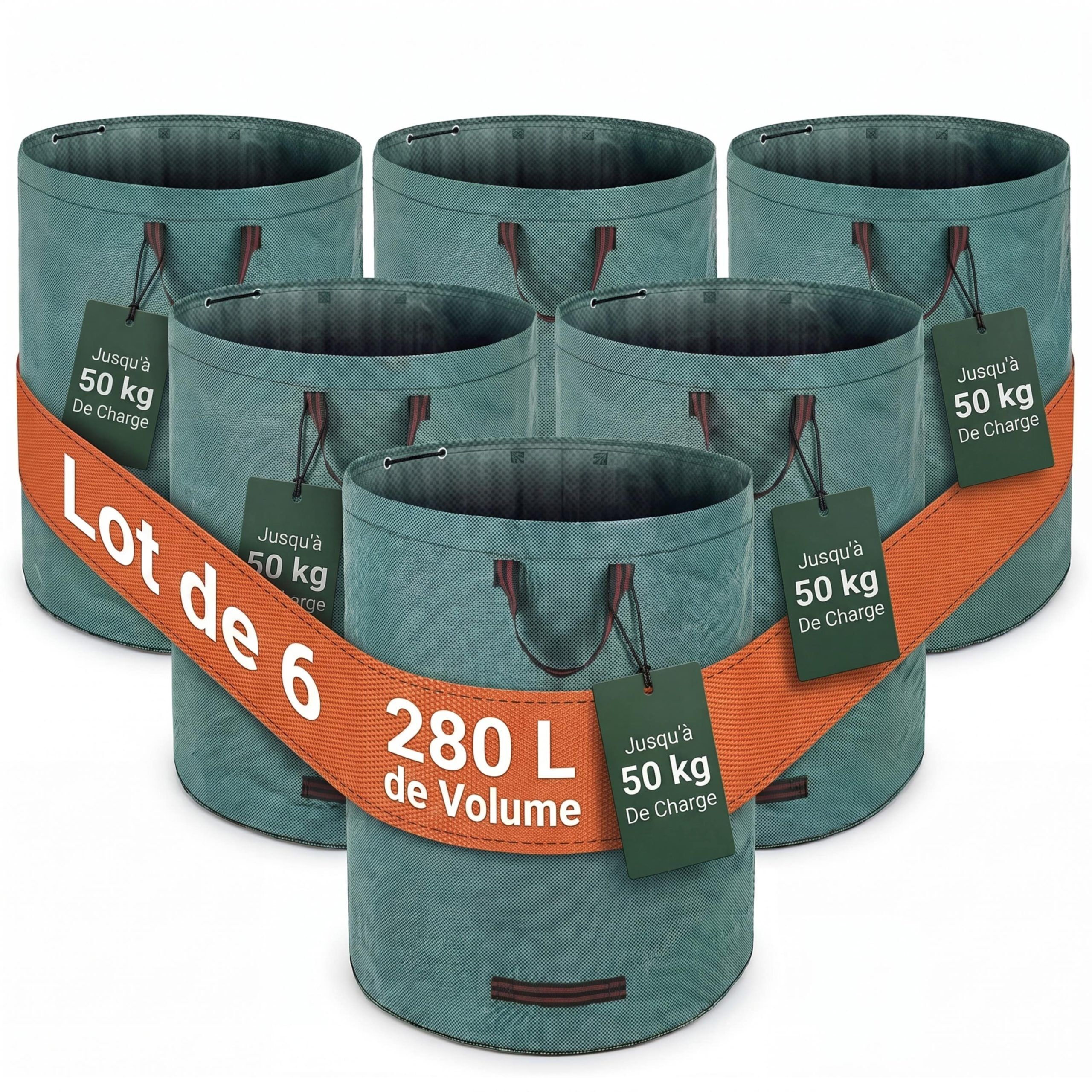 Gartenabfallsack 6er-Set Grün je 280 Liter