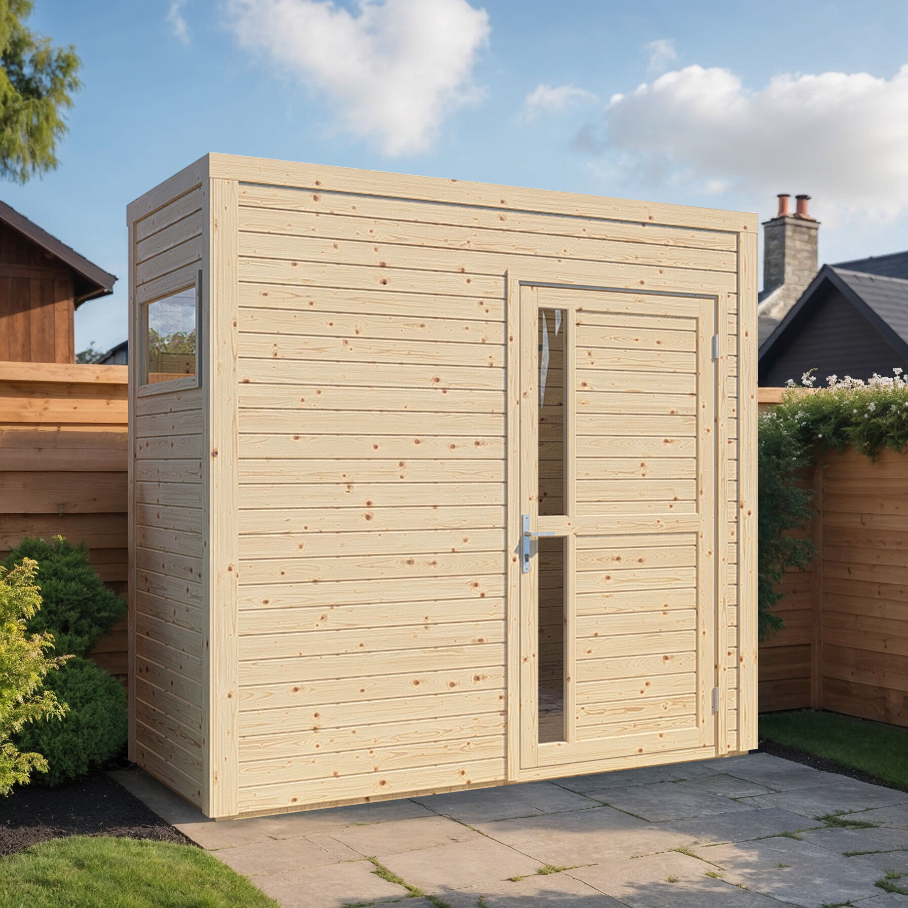 Gartenhaus Cubus 1 naturbelassen 234 x 115 cm