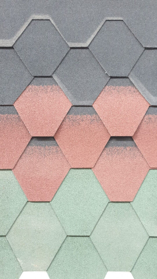 Dachschindeln Hexagonal Farbübersicht schwarz, rot, grün