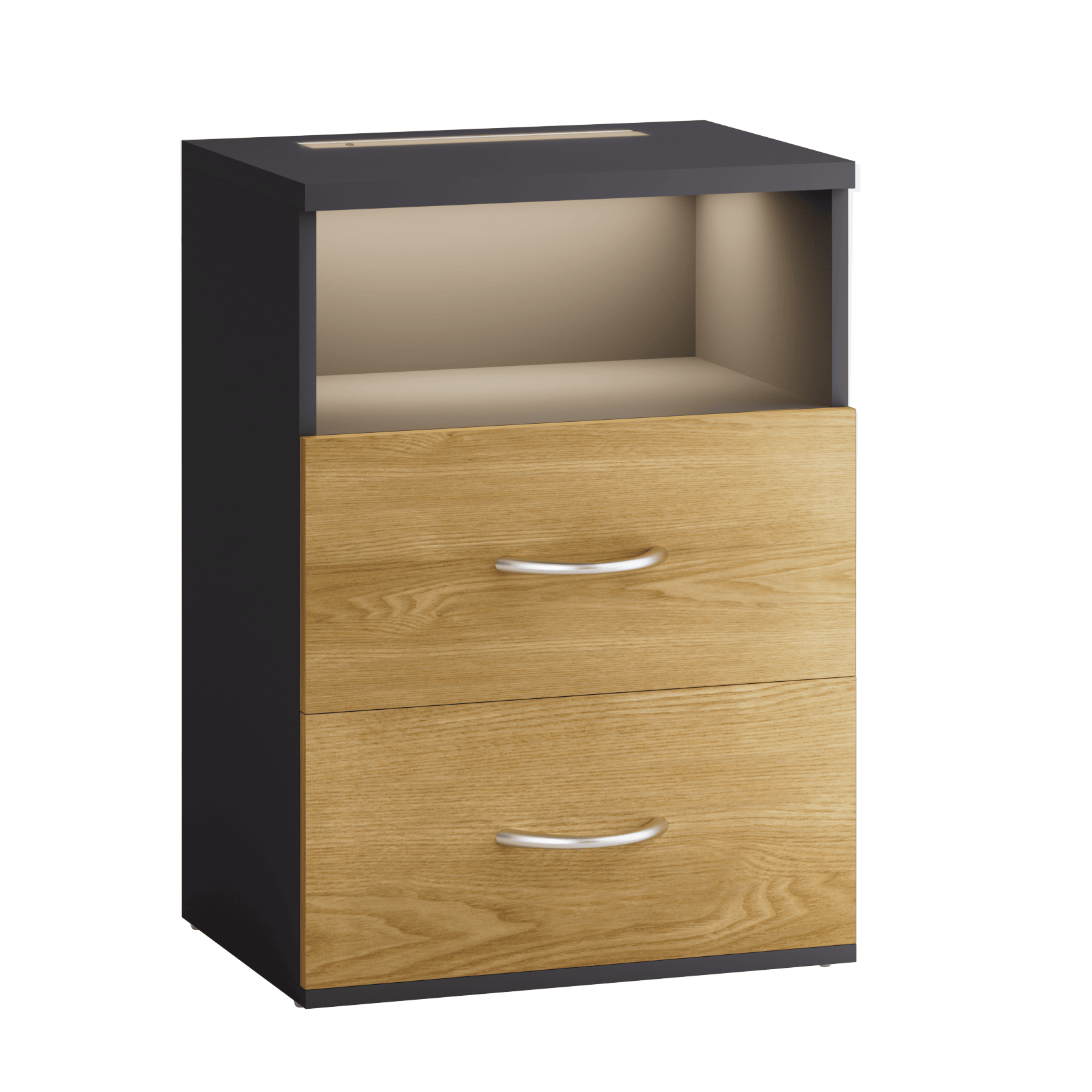 664403 Nachttisch Jamie Holz/Grau 55x40x28cm