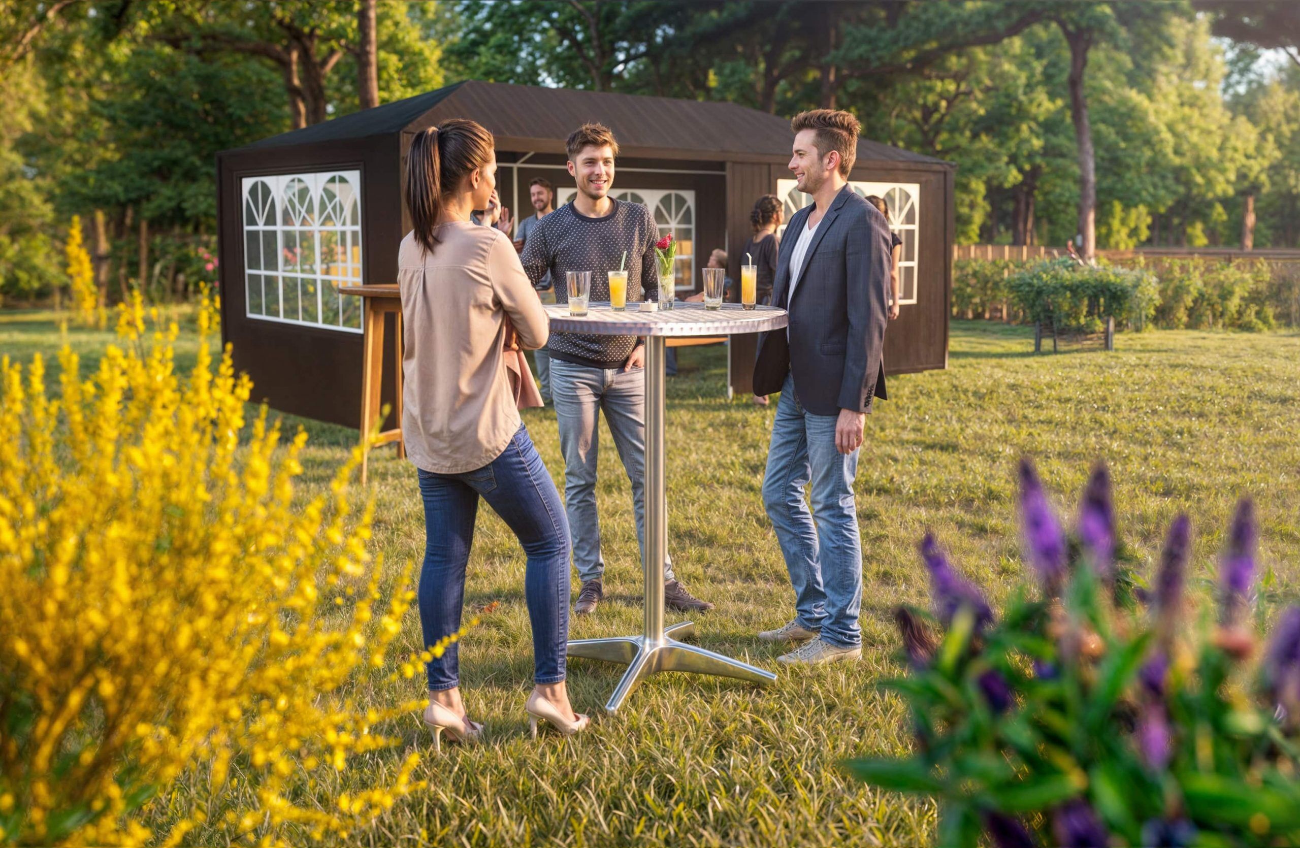 Stehtisch Ø60cm Silber Alu klappbar höhenverstellbar