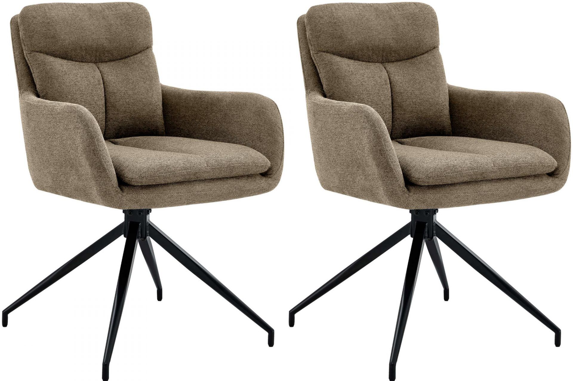 2er Set Esszimmerstuhl Somers Stoff, braun