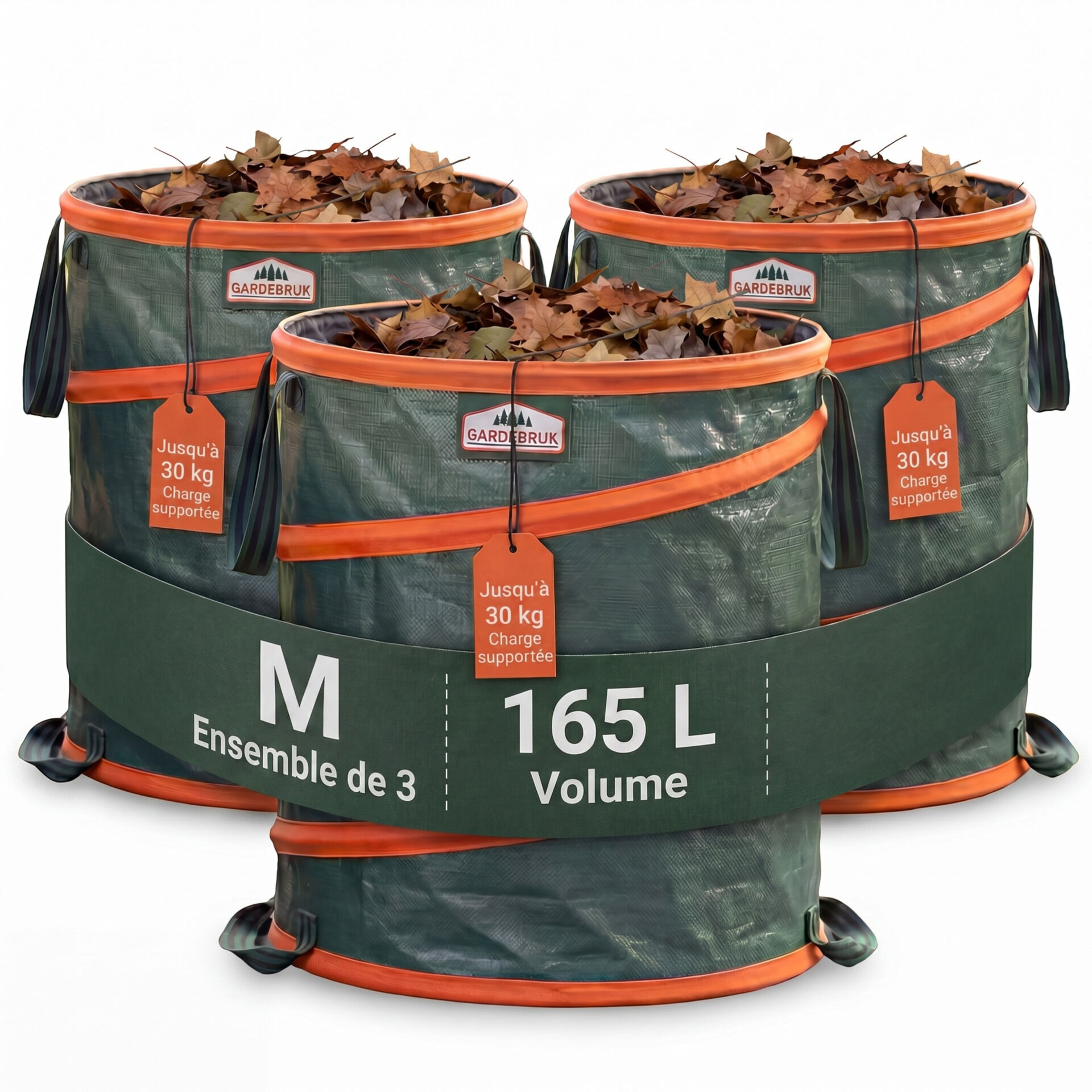 Popup Gartenabfallsack 3er-Set Grün je 165 Liter