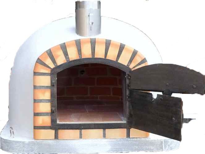 Pizzaofen Lissabon AL 90 inkl. Kaminrohr und Regenhut aus Edelstahl, weiß, ohne Abdeckhaube, ohne Ofenzubehör, ohne Zubehörset, ohne Grillzubehör, ohne fahrbares Gestell