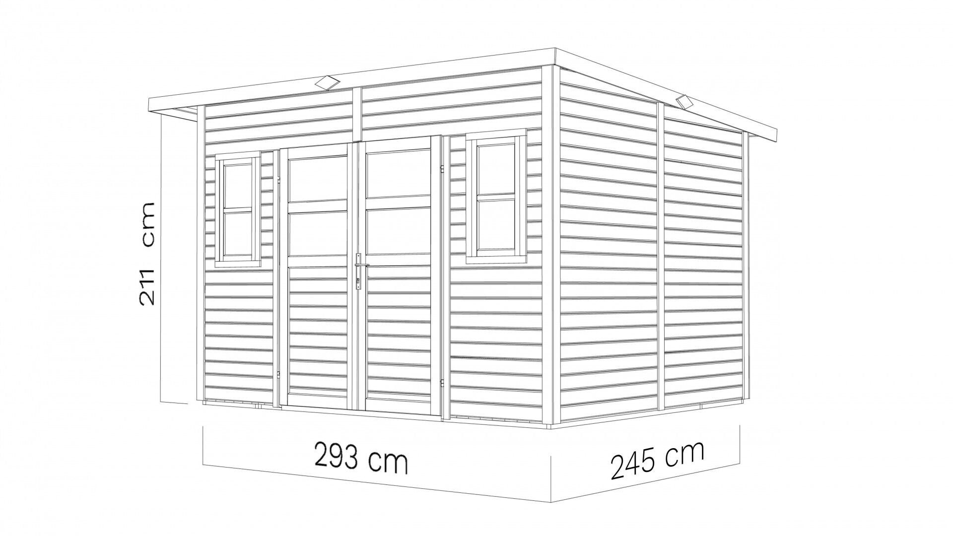 Gartenhaus aus Holz Felix 4 hellgrau 293 x 244 cm