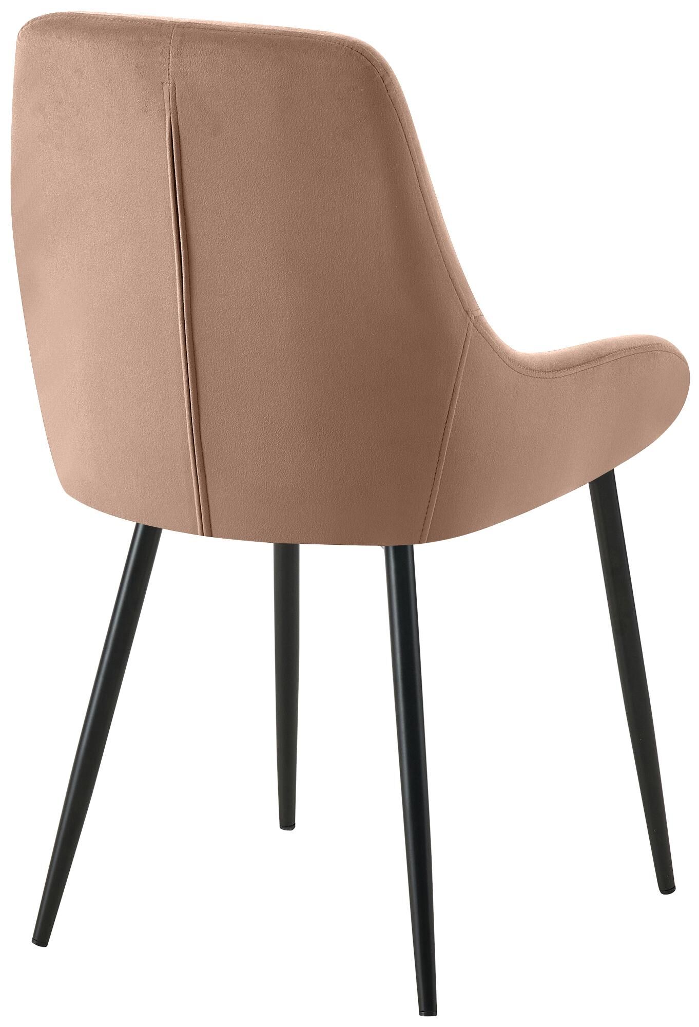 2er Set Esszimmerstuhl Elmira Samt schwarz, braun