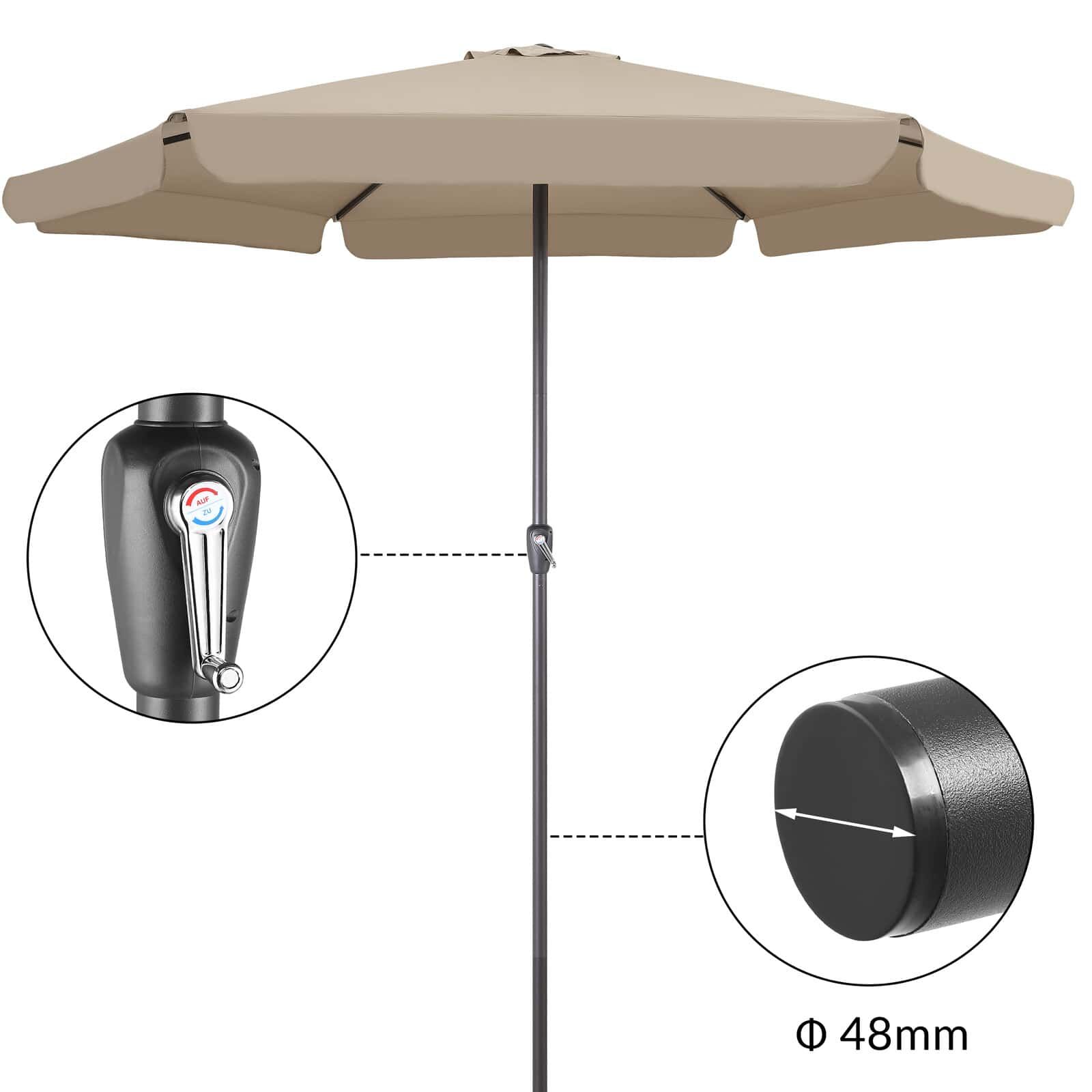 Sonnenschirm Maui Taupe Ø330cm UV-Schutz 80+