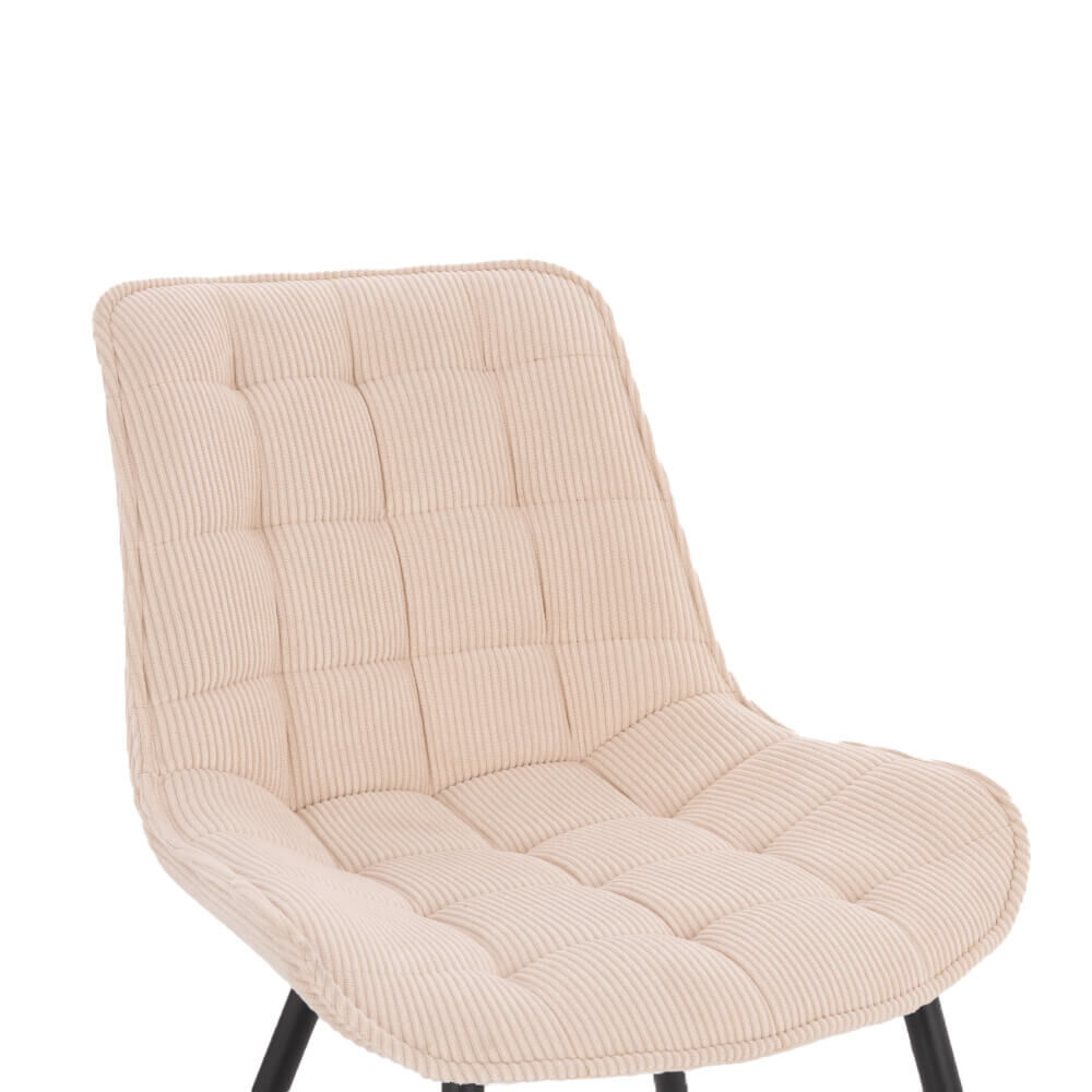 Polsterstuhl Esszimmer Cord IKALO – 2er Set Creme