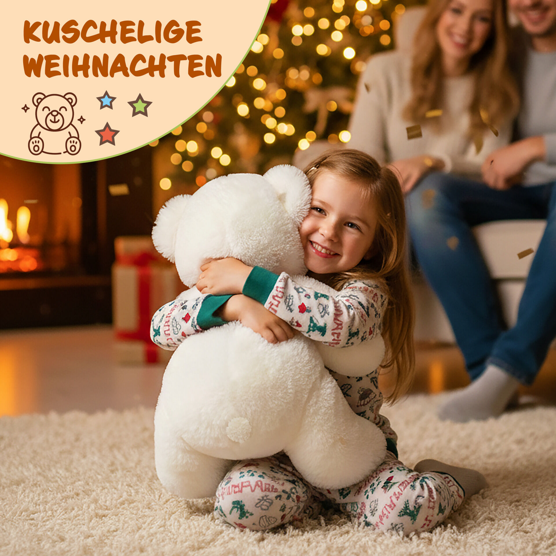 Plüschtier Teddybär L Weiß 50cm