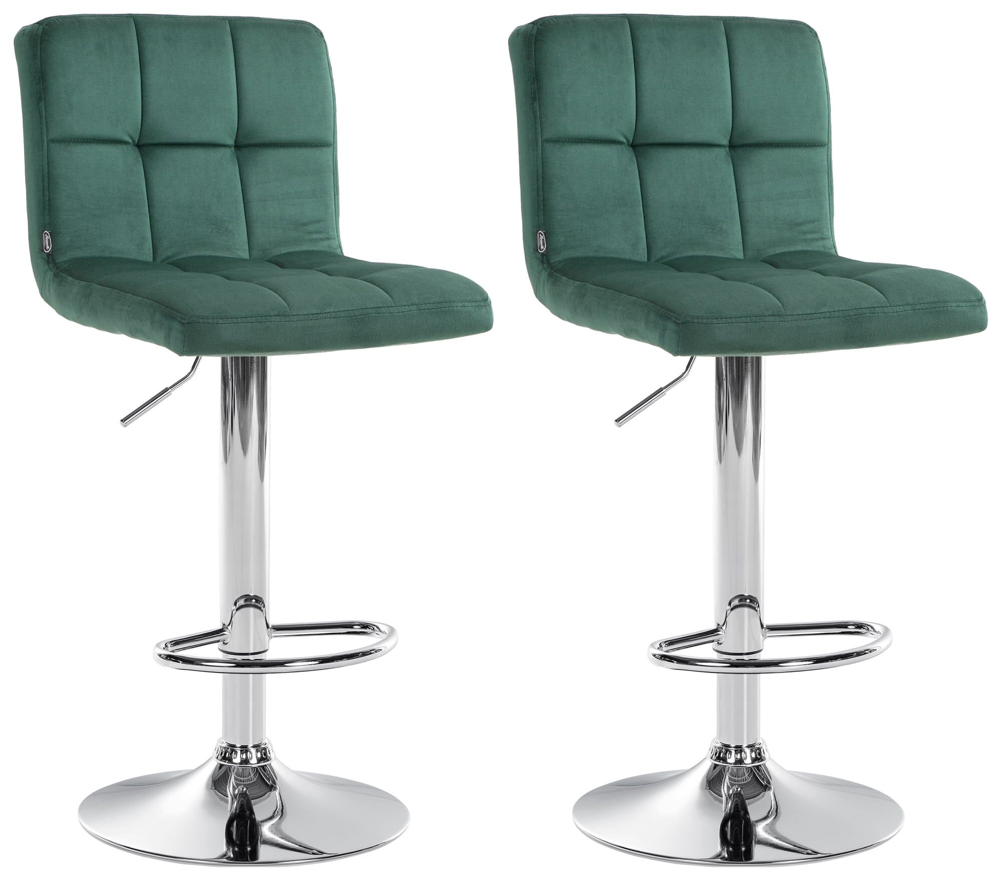 2er Set Barhocker Peru Samt chrom, grün