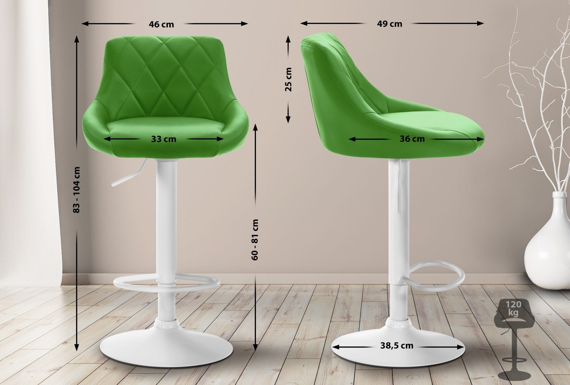 Barhocker Lazio Kunstleder weiß, grün